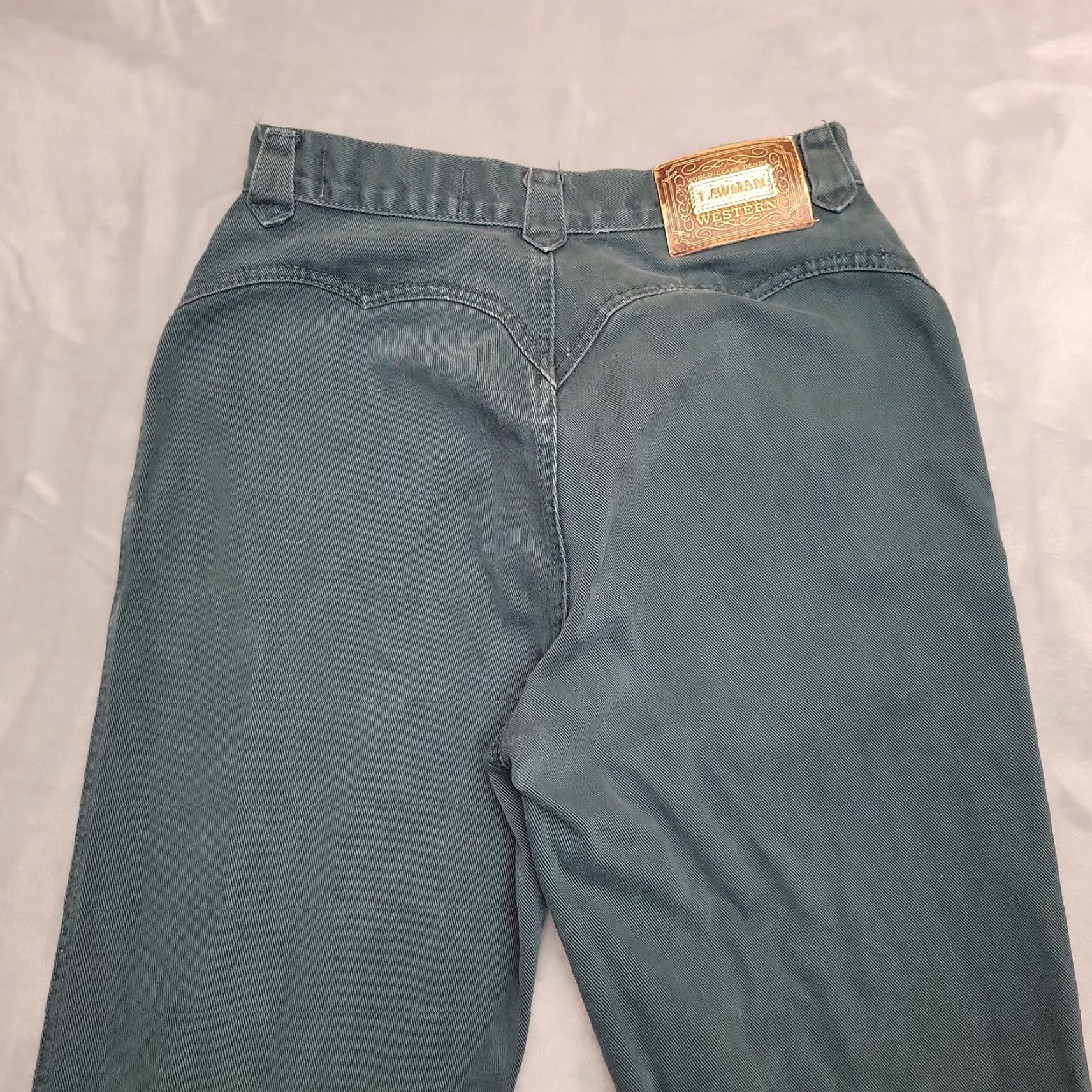 Vintage VINTAGE Lawman Jeans Womens 11 Green Denim High Rise Straight Leg Western Cowboy Rodeo Size 32" / US 10 / IT 46 - 7 Thumbnail