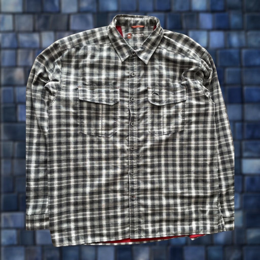 Vintage Simms Shacket Shirt Mens 2XL Plaid Cold Weather Flannel Lined Fishing Outdoor Shirt Size US XXL / EU 58 / 5 - 1 Thumbnail