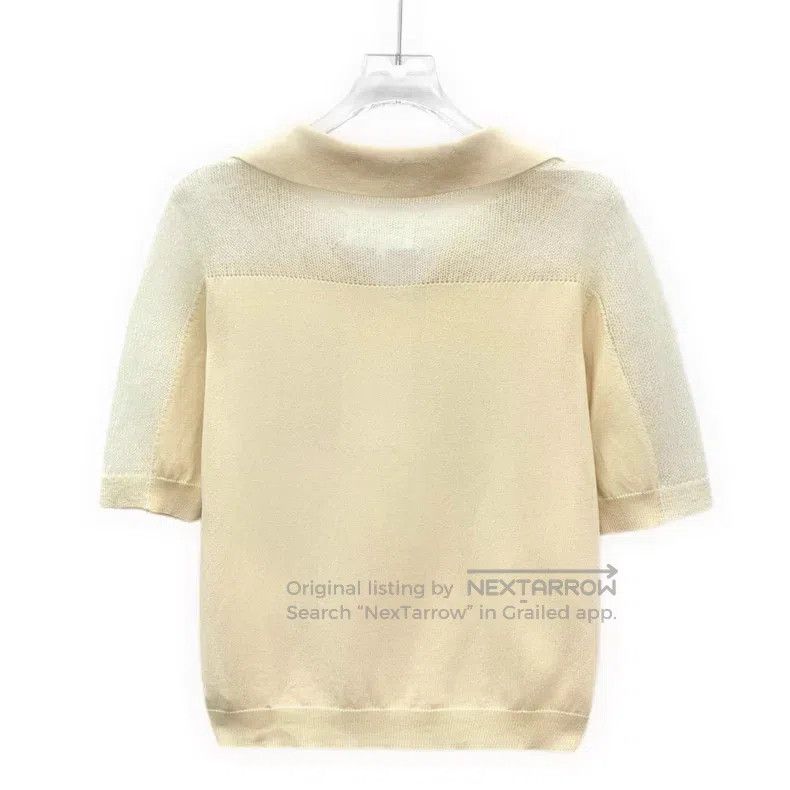 Maison Margiela Maison Margiela Beige sheep wool lapel short-sleeved knitw Size S / US 4 / IT 40 - 2 Thumbnail