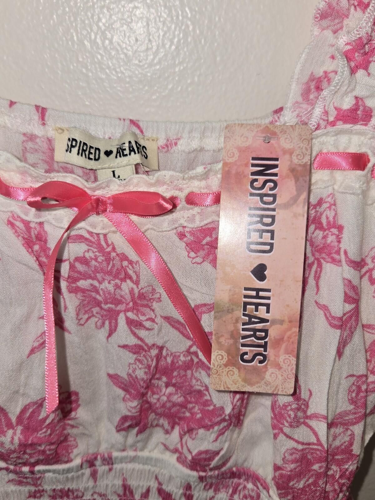Flower Mountain Inspired Hearts Pink Floral Midi Dress Tiered Smocked Size L / US 10 / IT 46 - 3 Thumbnail