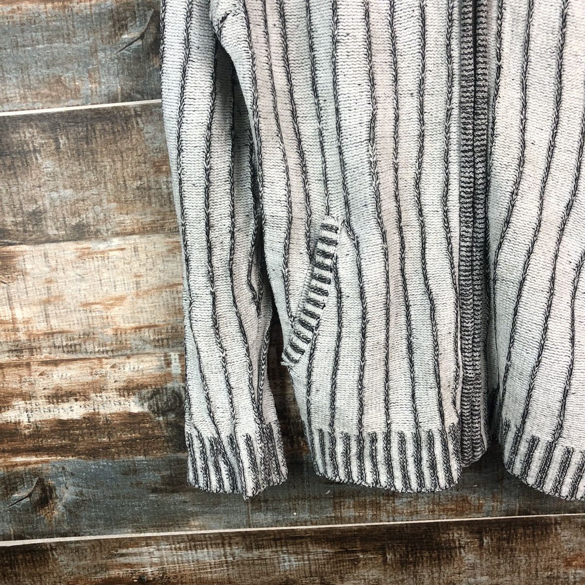 Homespun Knitwear DL Foravi White stripe sweater Hoodie Knitwear #C497 Size US M / EU 48-50 / 2 - 7 Thumbnail