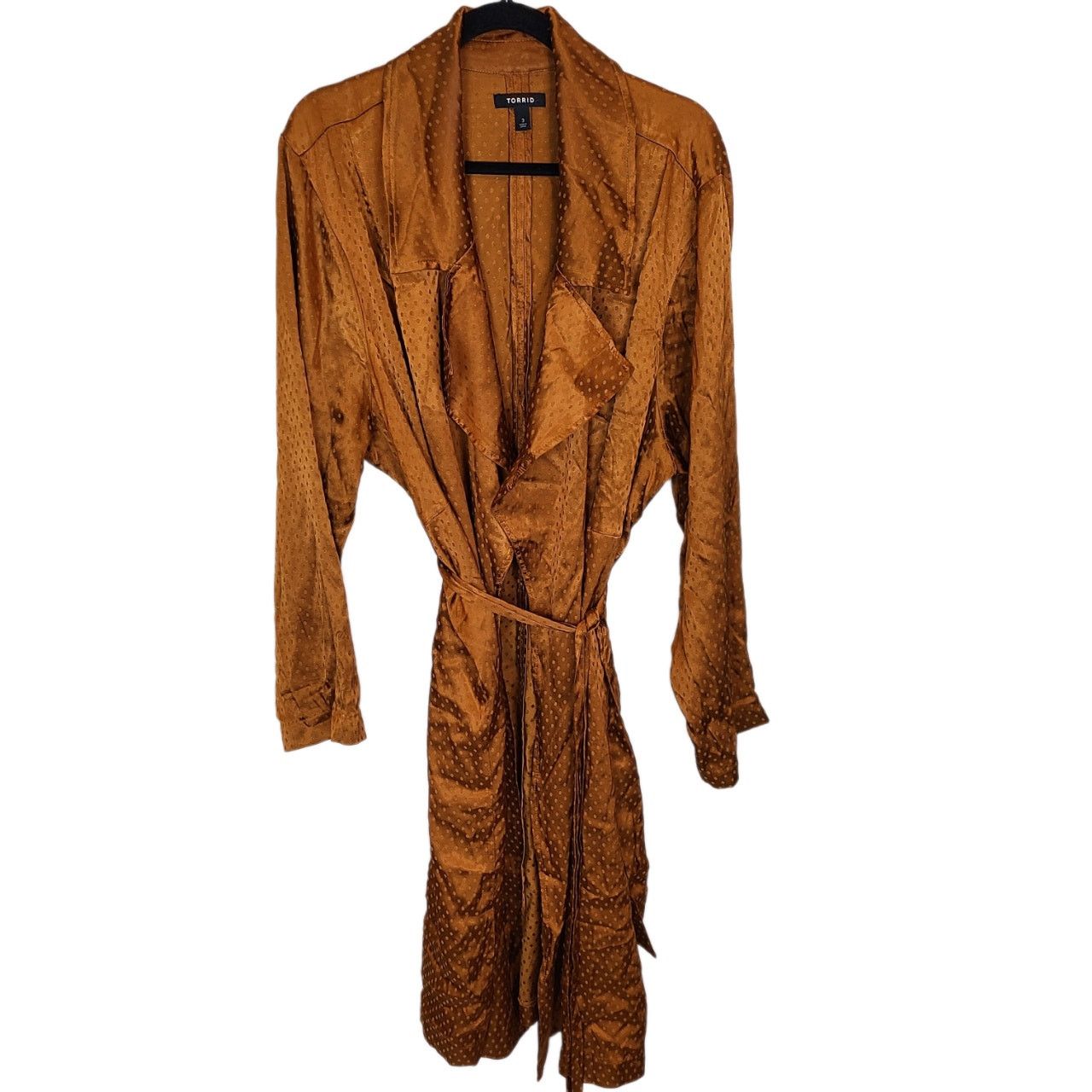 Corridor Torrid Copper Dotted Jacquard Collared Jacket Longline 3X Size 3XL / US 20-22 - 2 Thumbnail