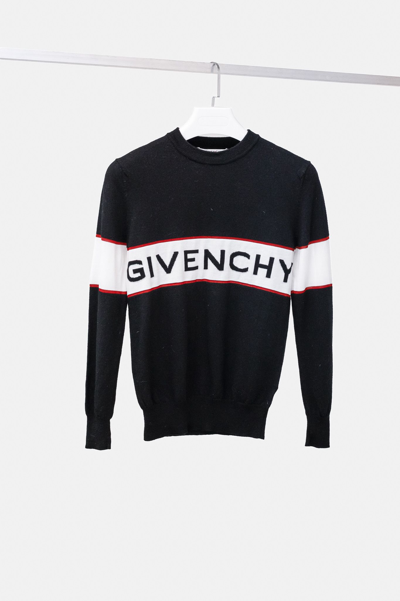 image of Givenchy Wool-Knit Pullover Sweater in Black White, Women's (Size Small)