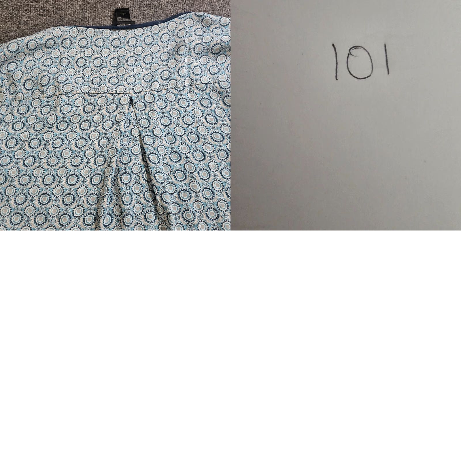 Ann Taylor Ann Taylor Top Womens L Green Blue Long Sleeve Geometric Casual Office Shirt Size L / US 10 / IT 46 - 8 Thumbnail