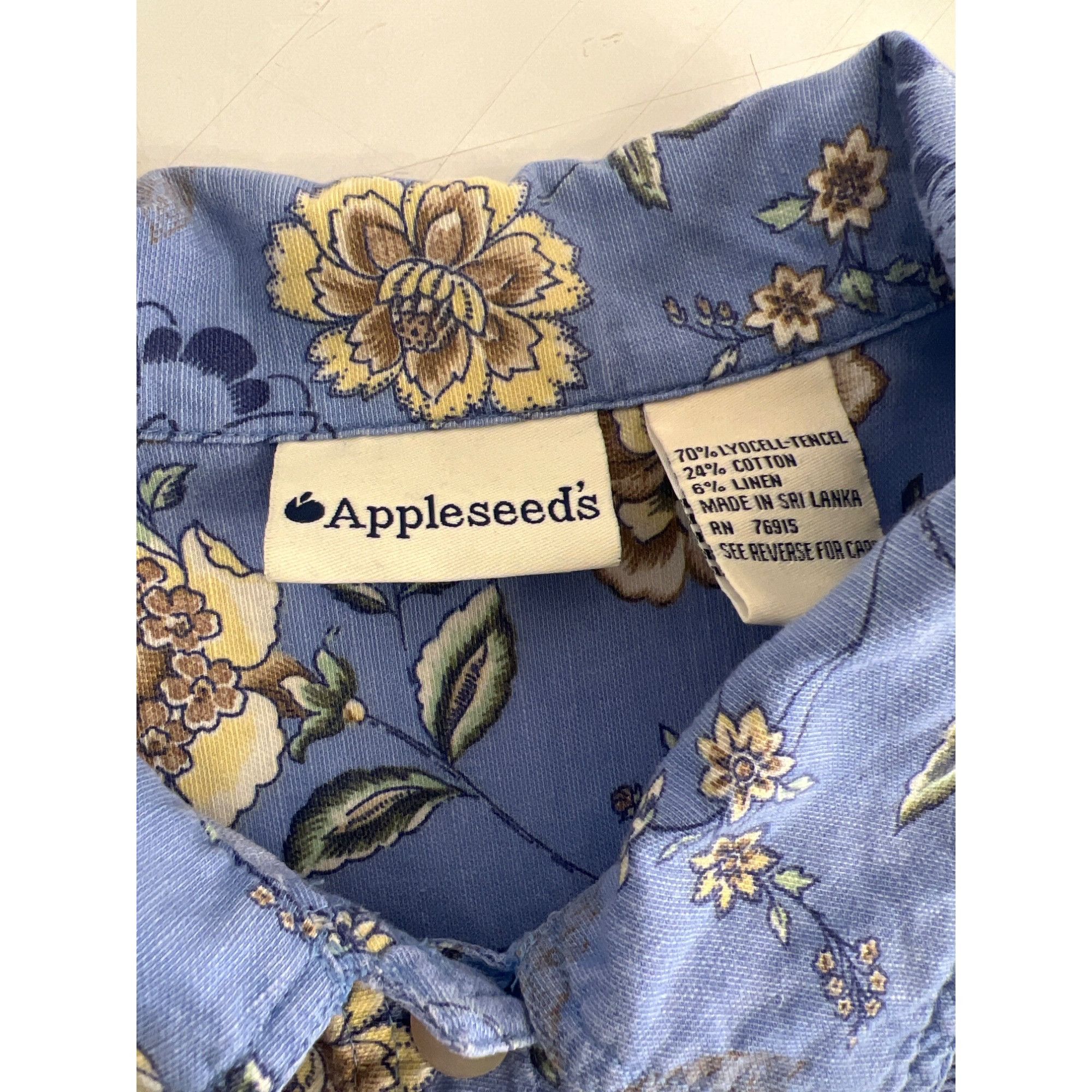 Other Appleseeds Blue Floral Button-Up Shirt Size 16 70% Lyocell 2 Size XXL / US 16-18 / IT 52-54 - 4 Thumbnail