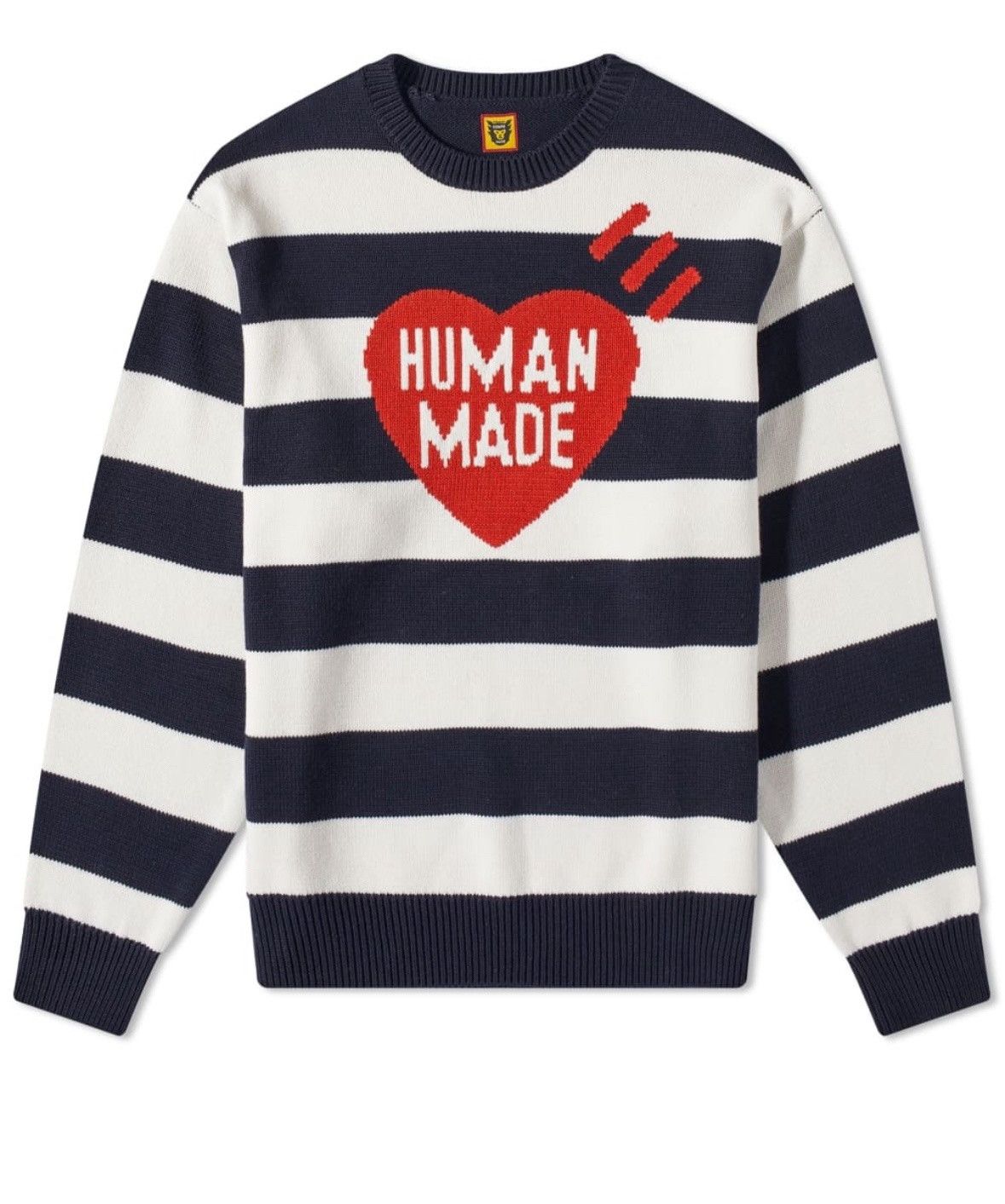 Human Made Human Made Striped Heart Knit Sweater in Navy | Grailed