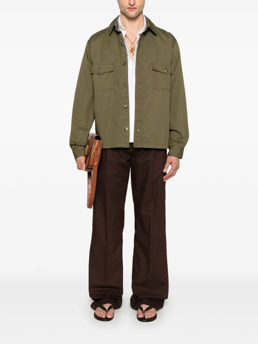 Saint Laurent Paris o1s1wg110426 816396 Overshirt in Cotton Twill in Khaki Size US S / EU 44-46 / 1 - 2 Thumbnail