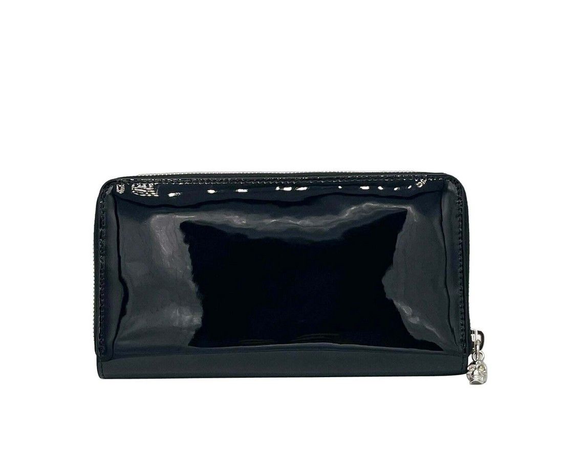 Alexander McQueen Women's Dark Navy Patent Leather Zip Around Wallet Size ONE SIZE - 1 Thumbnail