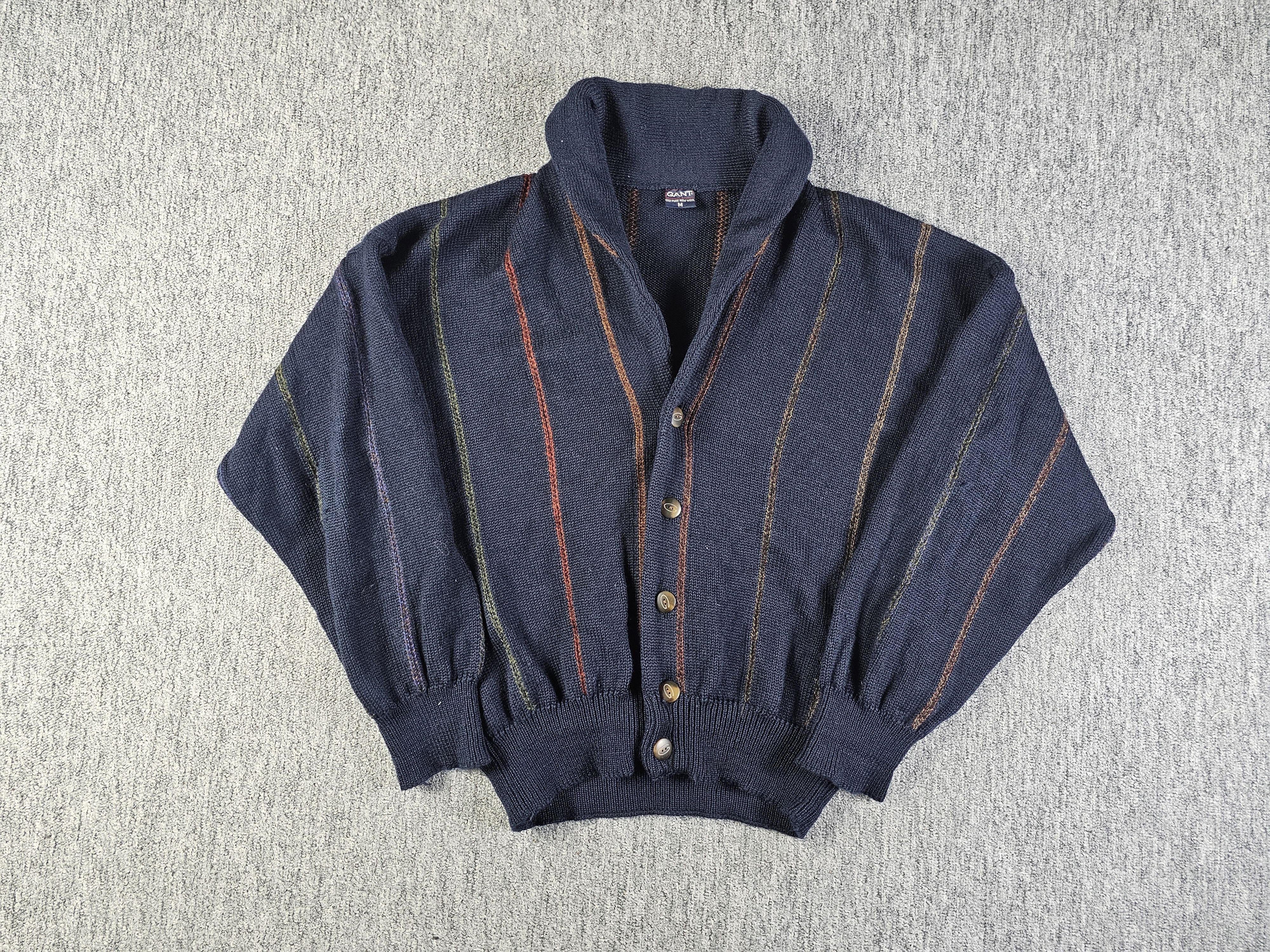 Gant Vintage Gant Cardigan Men M Relaxed Navy Striped Wool 90s Size US M / EU 48-50 / 2 - 5 Thumbnail