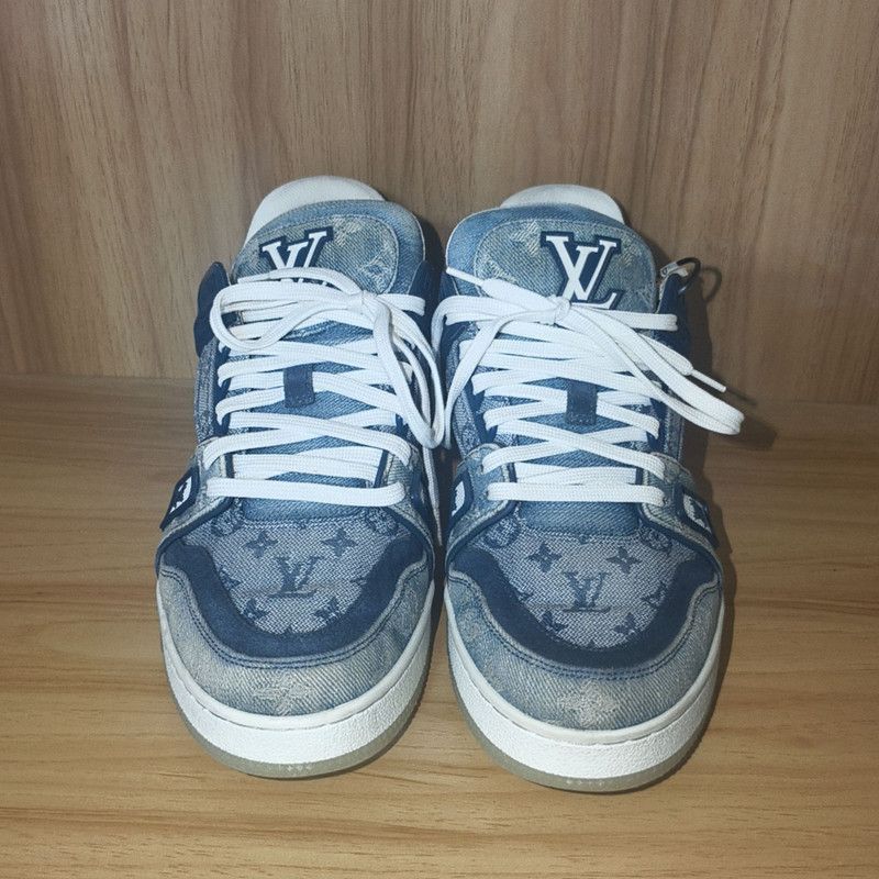 Louis Vuitton Louis Vuitton Blue Denim Low-Top Sneakers - Size US 8.5 / EU 41-42 - 2 Thumbnail