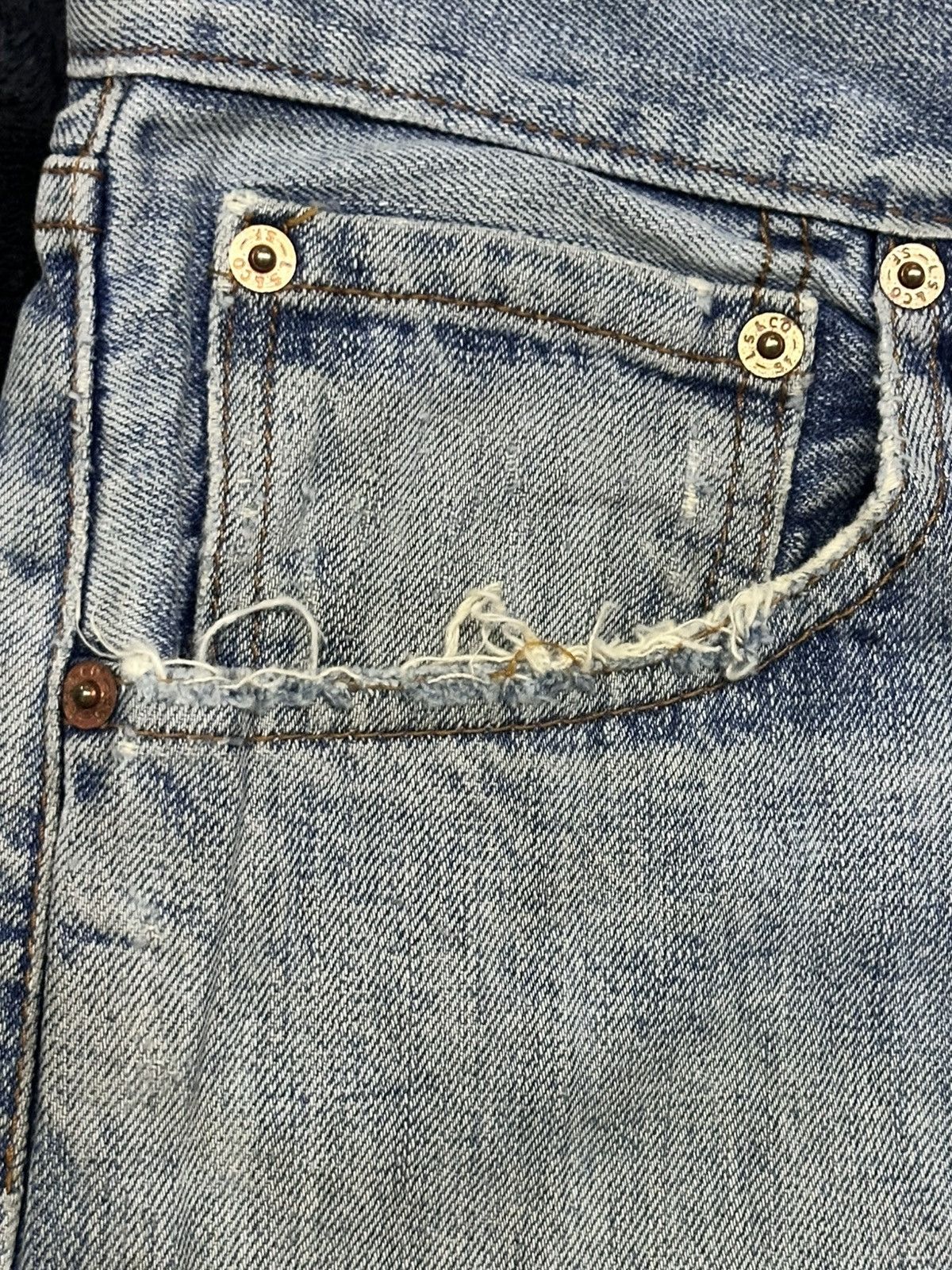 Levi's Vintage Levi’s 503 Distressed Japan Denim Straight Leg Faded Size US 34 / EU 50 - 5 Thumbnail