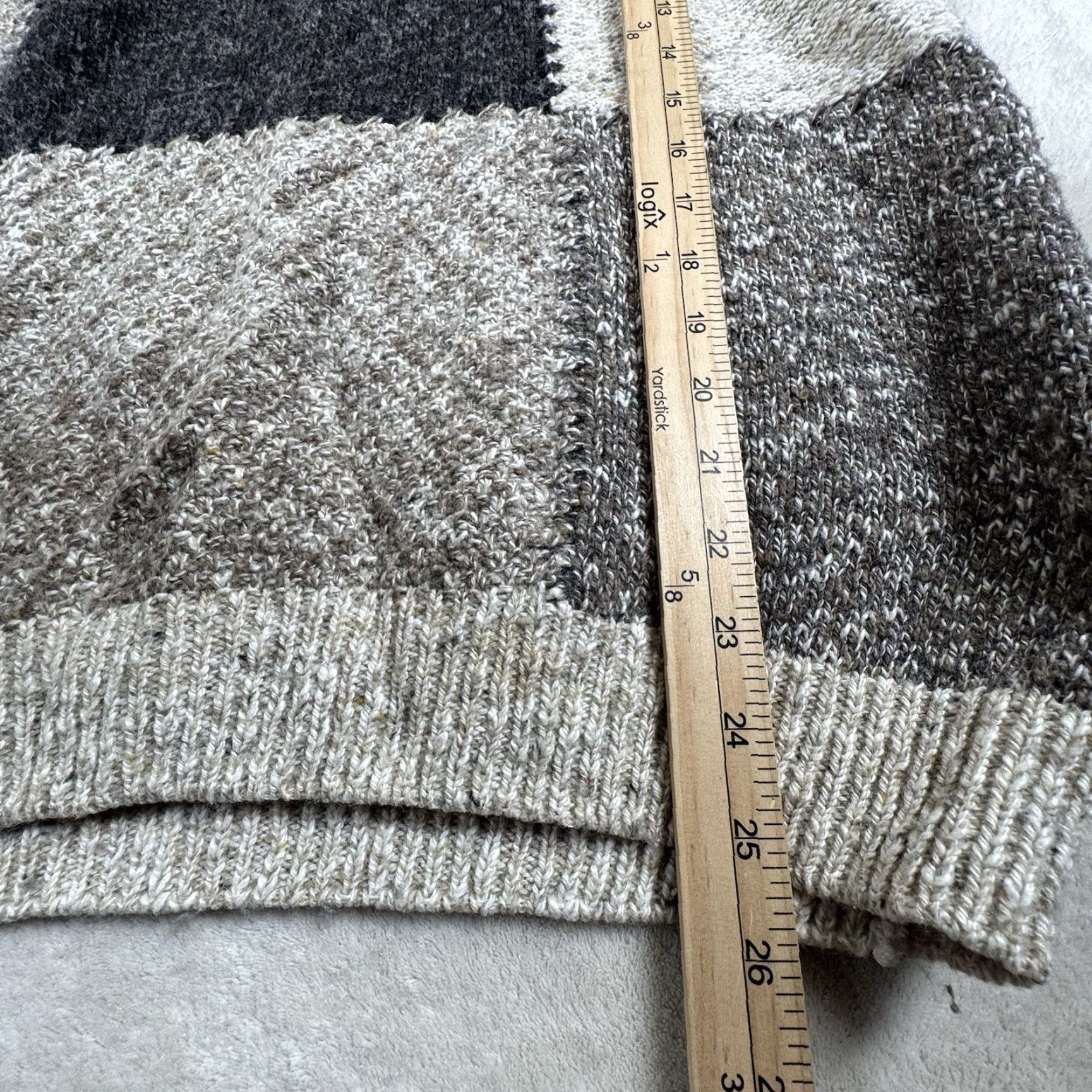 Vintage VINTAGE Old Glory Sweater Mens L Gray Patchwork Knit Wool Blend Pullover 90s Size US L / EU 52-54 / 3 - 5 Thumbnail