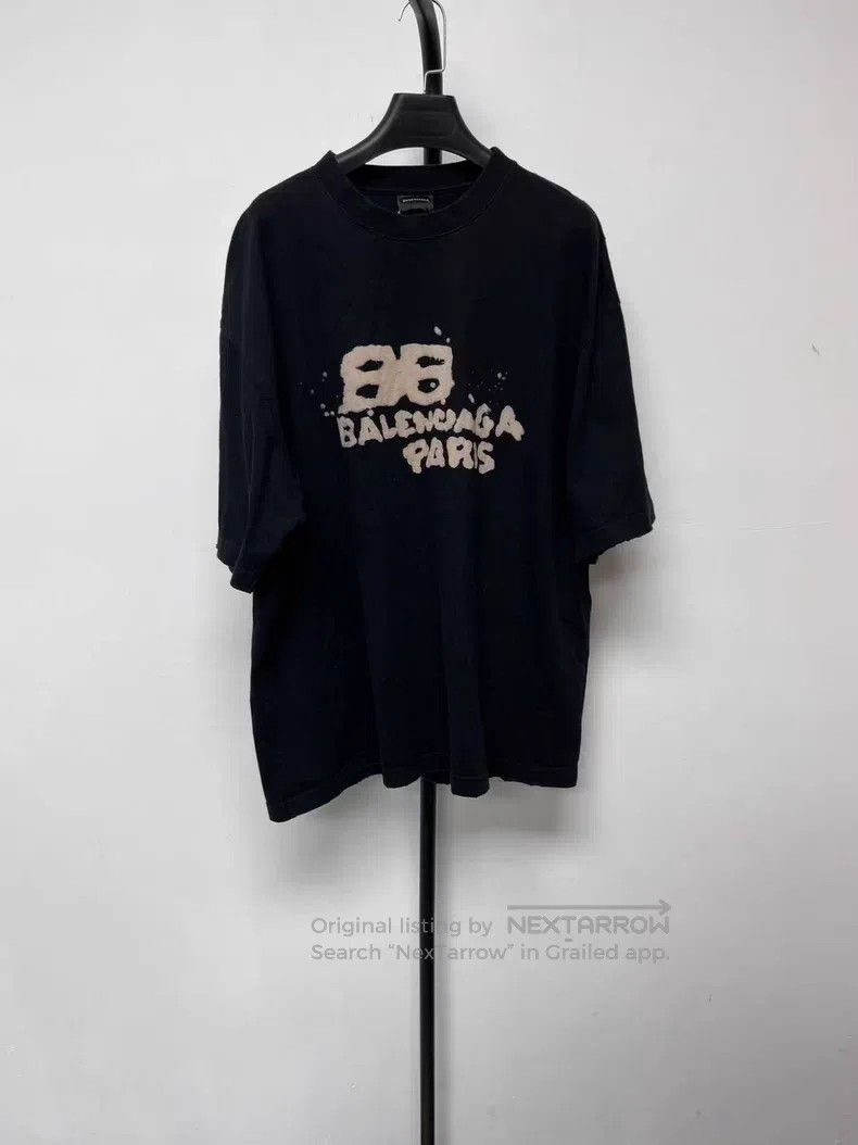 Balenciaga Balenciaga Letter Print Round Neck Pullover Short Sleeve T Size US XL / EU 56 / 4 - 1 Thumbnail
