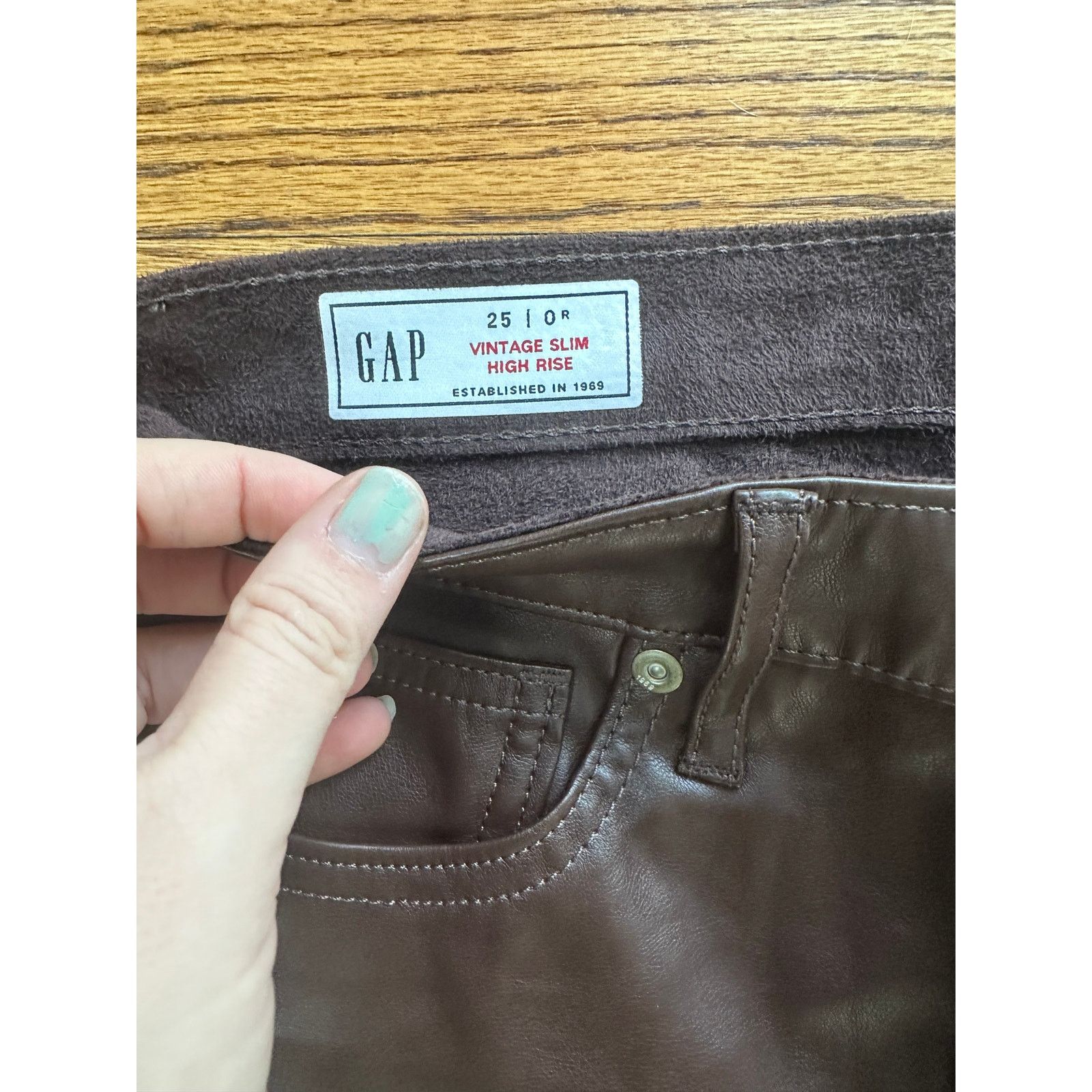 Gap Gap women's vegan leather vintage slim high rise size 0 Size 25" / US 0 / IT 36 - 3 Thumbnail