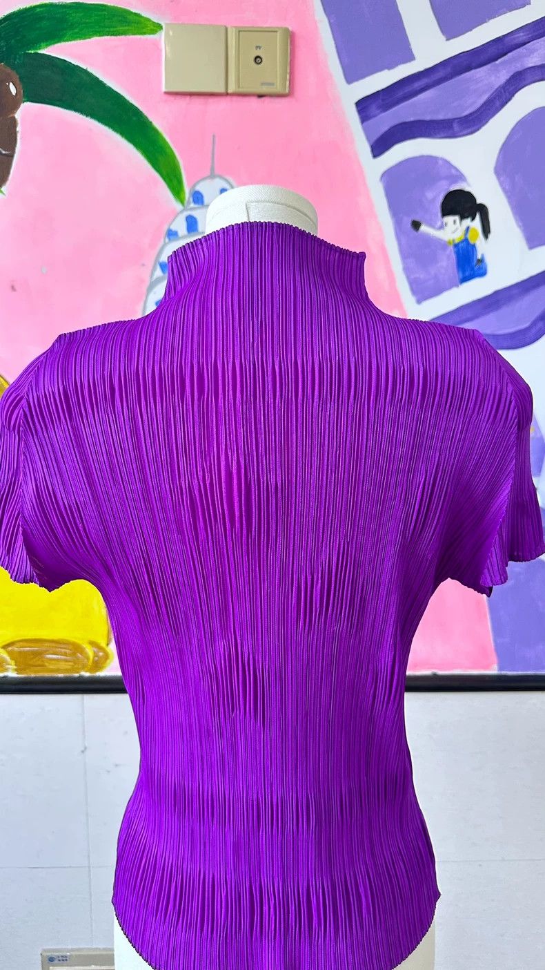 Issey Miyake Issey Miyake Violet pleated short-sleeved shirt Size L / US 10 / IT 46 - 4 Thumbnail