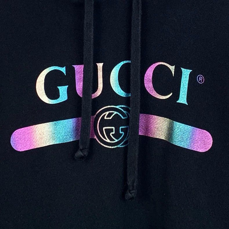 Gucci Gucci Black logo letter printed hooded drawstring sweatshir Size US S / EU 44-46 / 1 - 4 Thumbnail
