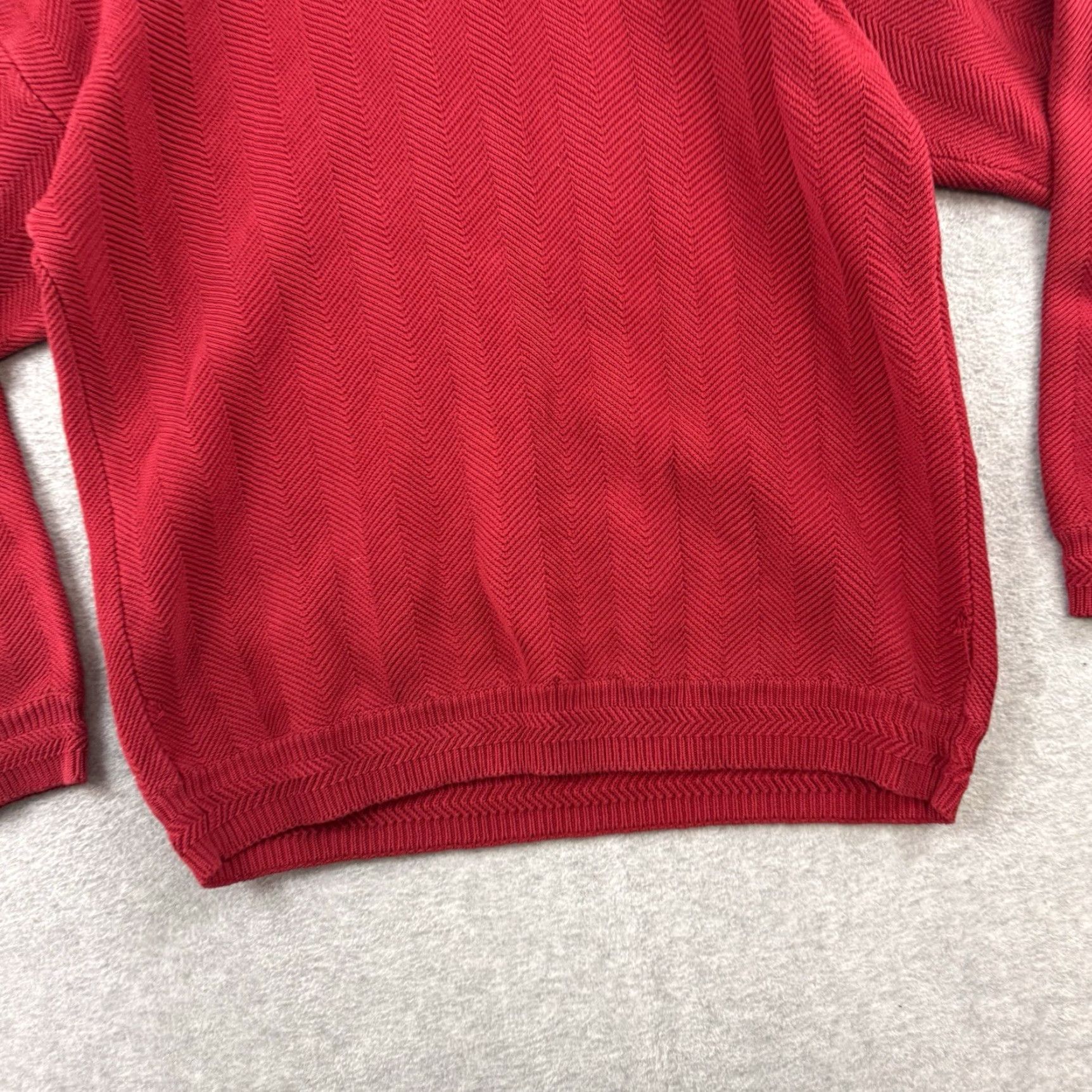 Ralph Lauren VINTAGE Ralph Lauren Sweater Shirt Men L Red 90s Herringbone Knit Crew Neck Embroidered Logo Christmas Holiday Classic Golf Winter Fall Spring | Mens Size US L / EU 52-54 / 3 - 2 Thumbnail