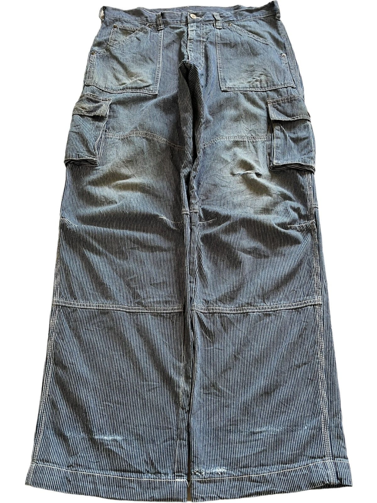 Japanese Brand Vintage Japanese Brand Hickory Style Baggy Cargo Jeans Size US 35 - 1 Thumbnail