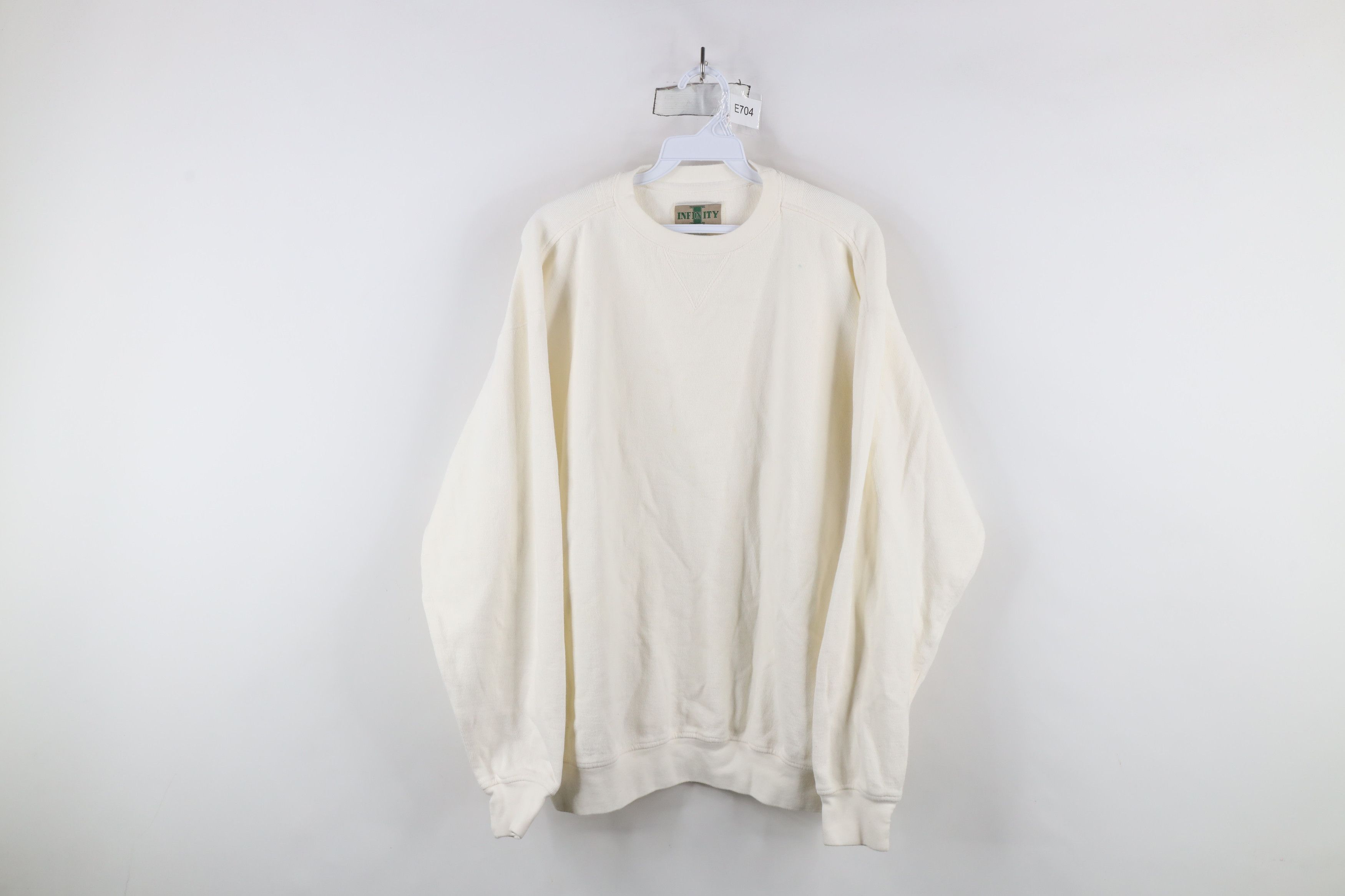 Vintage Vintage 90s Streetwear Blank Ribbed Knit Sweater White Size US L / EU 52-54 / 3 - 1 Thumbnail