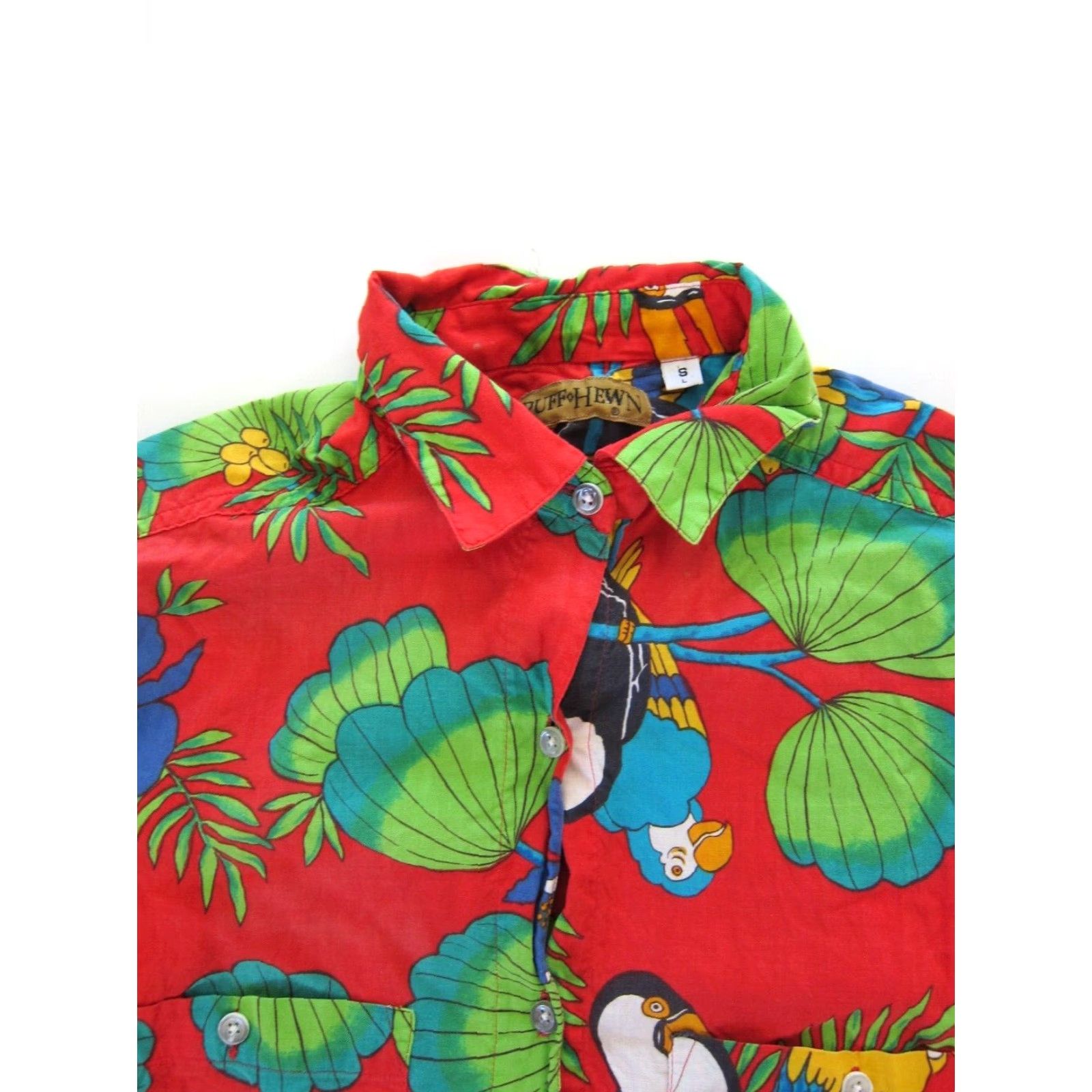 Vintage Vtg Ruff Hewn Cotton Red Bird Parrot Toucan Short Sleeve Button Shirt S Size S / US 4 / IT 40 - 6 Thumbnail