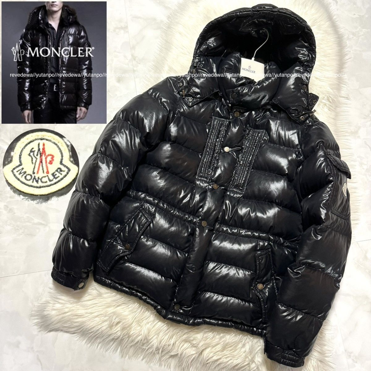 Image of Moncler Rod Sleeve Patch Hooded Down Jacket Black 2 Puffer, Men's (Size Medium)