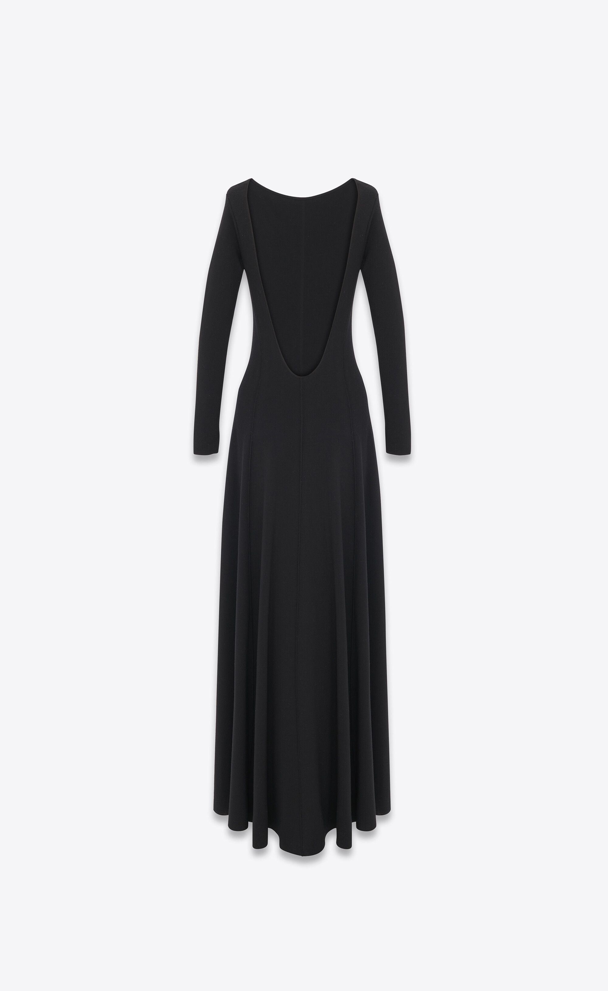 Saint Laurent Paris o1s1wg110225 753136 Long Backless Dress in Wool in Black Size XL / US 12-14 / IT 48-50 - 3 Thumbnail