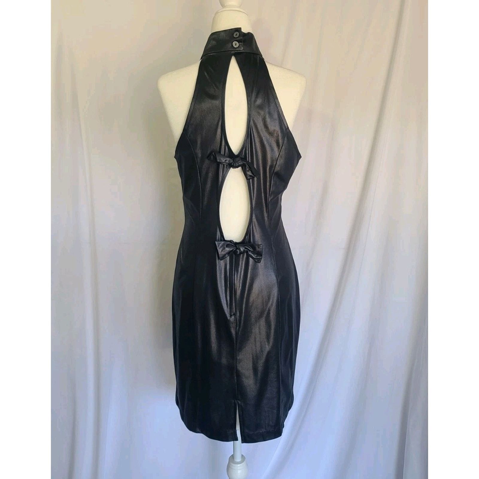 Other Vintage Frederick's of Hollywood Y2K Black Halter Dress 6-8 Size M / US 6-8 / IT 42-44 - 4 Thumbnail
