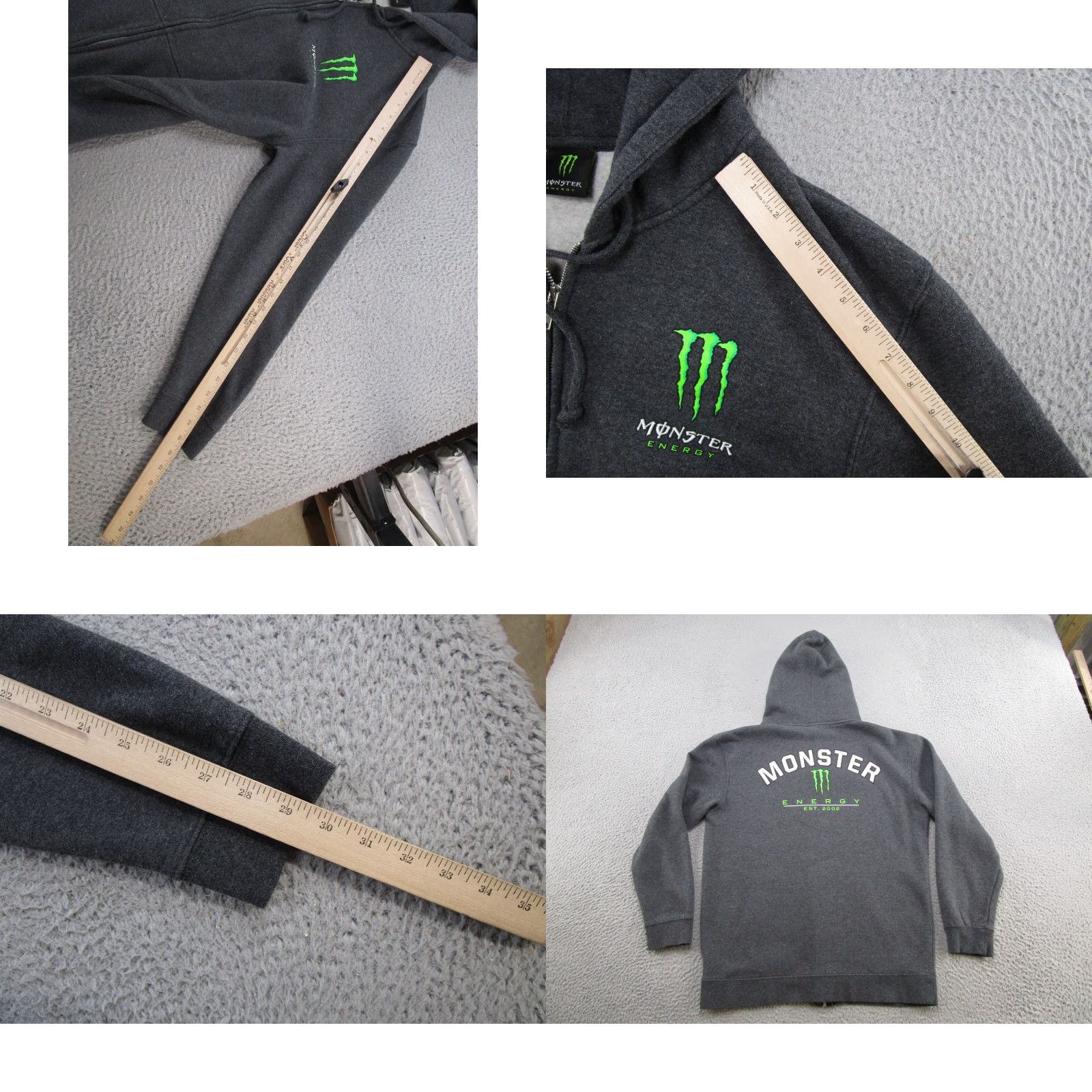 Vintage Monster Energy Mens Zip Up Hoodie Sweatshirt Gray L Regular Hooded Full Zip Sweatshirt Graphic Print Size US L / EU 52-54 / 3 - 8 Thumbnail