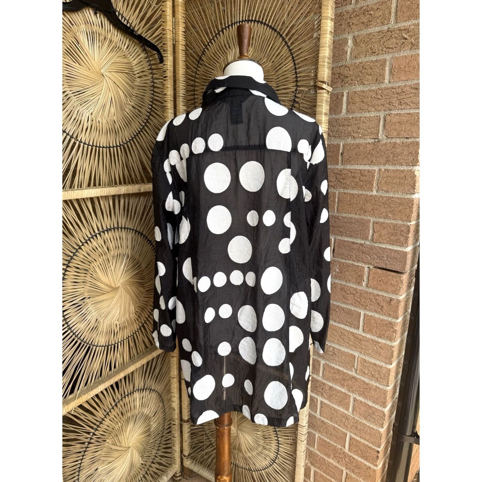 Vintage Ali Miles Sheer Button Front Jacket Top Womens L Abstract Polka Dot Size L / US 10 / IT 46 - 5 Thumbnail