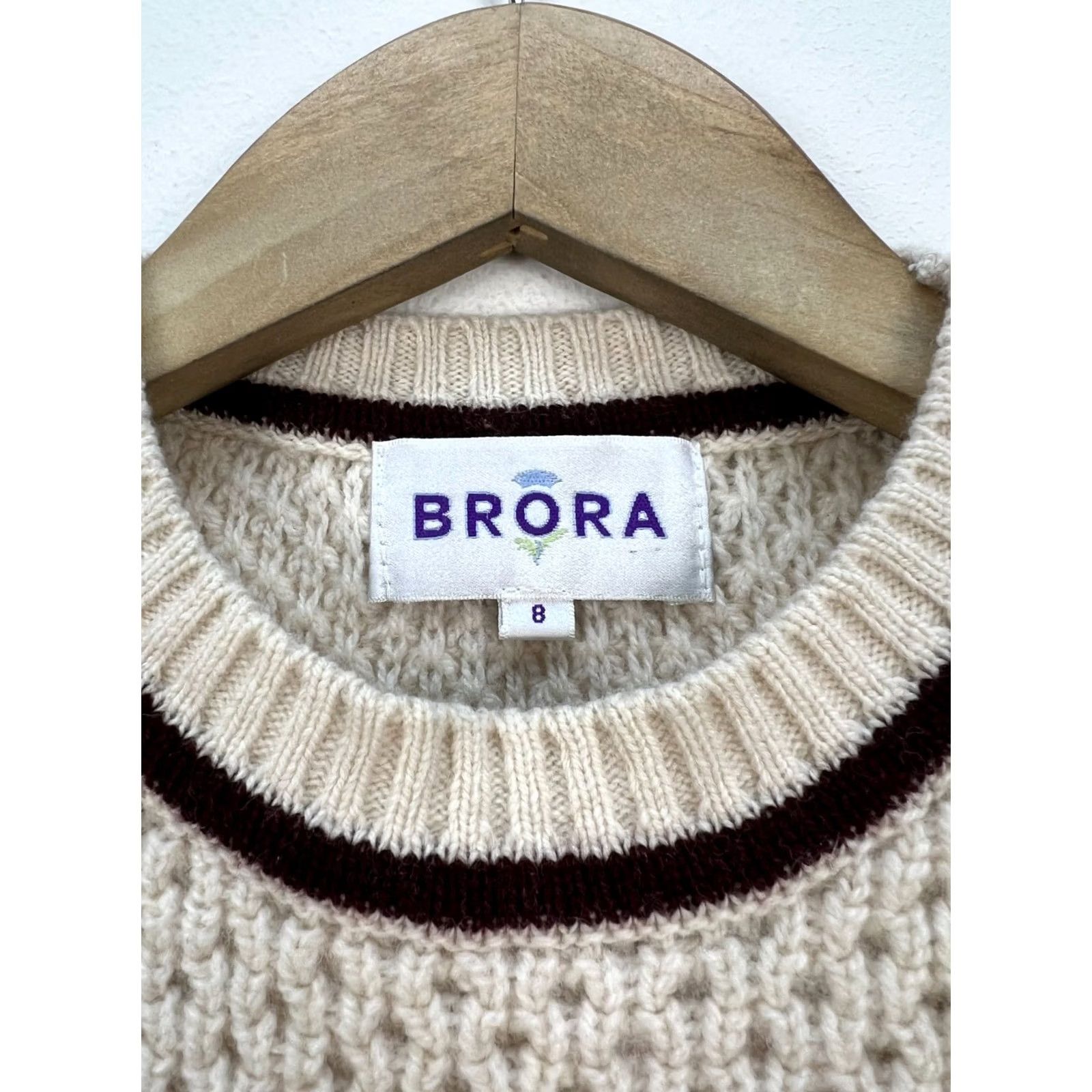 Vintage Brora Wool Sleeveless Knitted Vest Tank Top Cream Burgundy Size 8 XS/S Women's Vest Knit Crew Neck Professional Business Casual Formal Travel Size M / US 6-8 / IT 42-44 - 3 Thumbnail