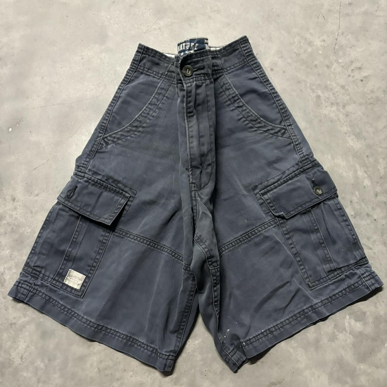 Levi's × Vintage Crazy Vintage Y2K/2000s Baggy Sunfaded Navy Blue Levis Skater Cargo Shorts! Size US 34 / EU 50 - 1 Thumbnail