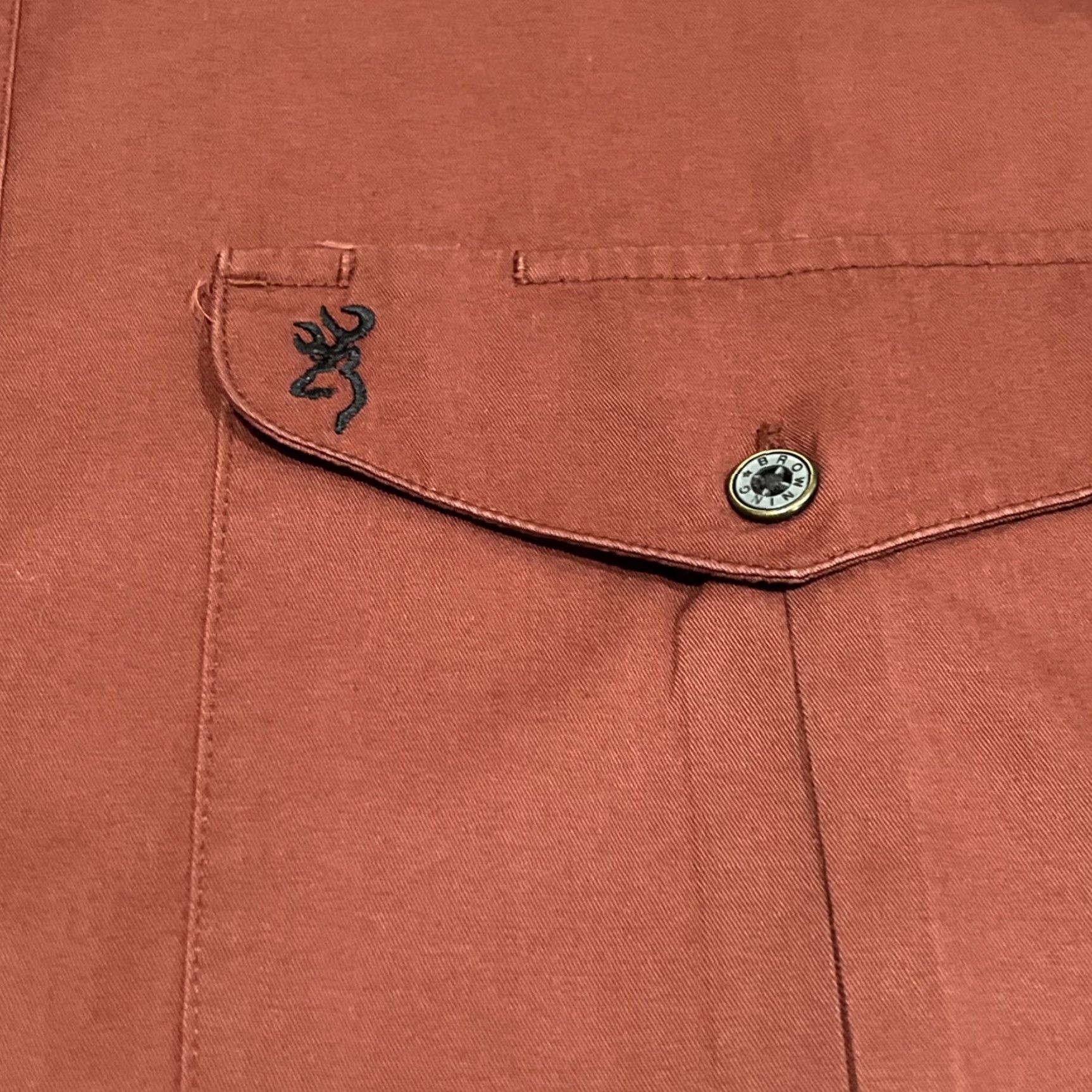 Vintage Browning Gold Men’s Button-Down Shirt Long Sleeve Cotton Pockets Fall Winter Spring Summer Regular M Brown Size US M / EU 48-50 / 2 - 5 Thumbnail