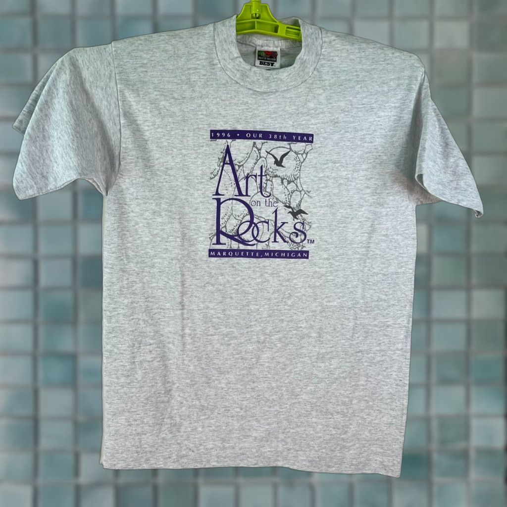 Fruit Of The Loom VINTAGE Fruit of the Loom Art On The Rocks 1996 Shirt Adult Medium Gray Short Sleeve Mens Size US M / EU 48-50 / 2 - 1 Thumbnail