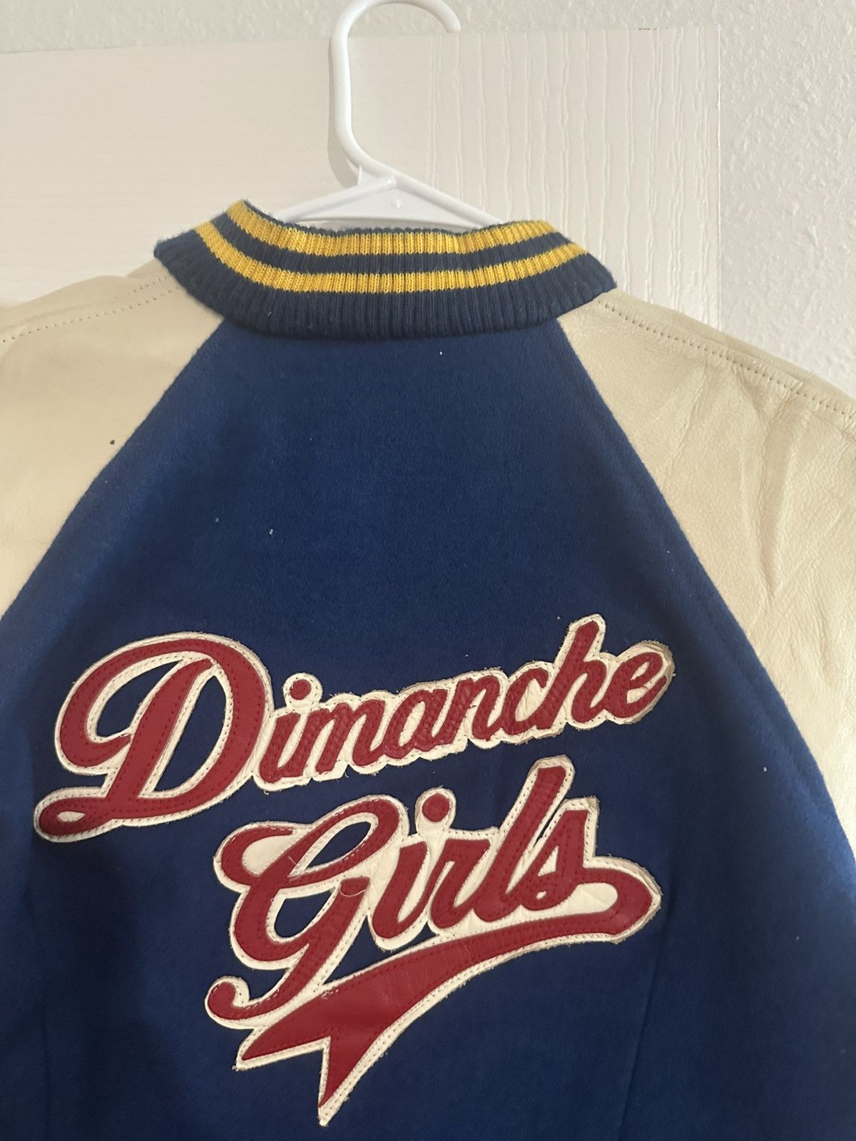 Japanese Brand Vintage 90s Dimanche Girls Varsity Jacket Leather Size US S / EU 44-46 / 1 - 3 Thumbnail