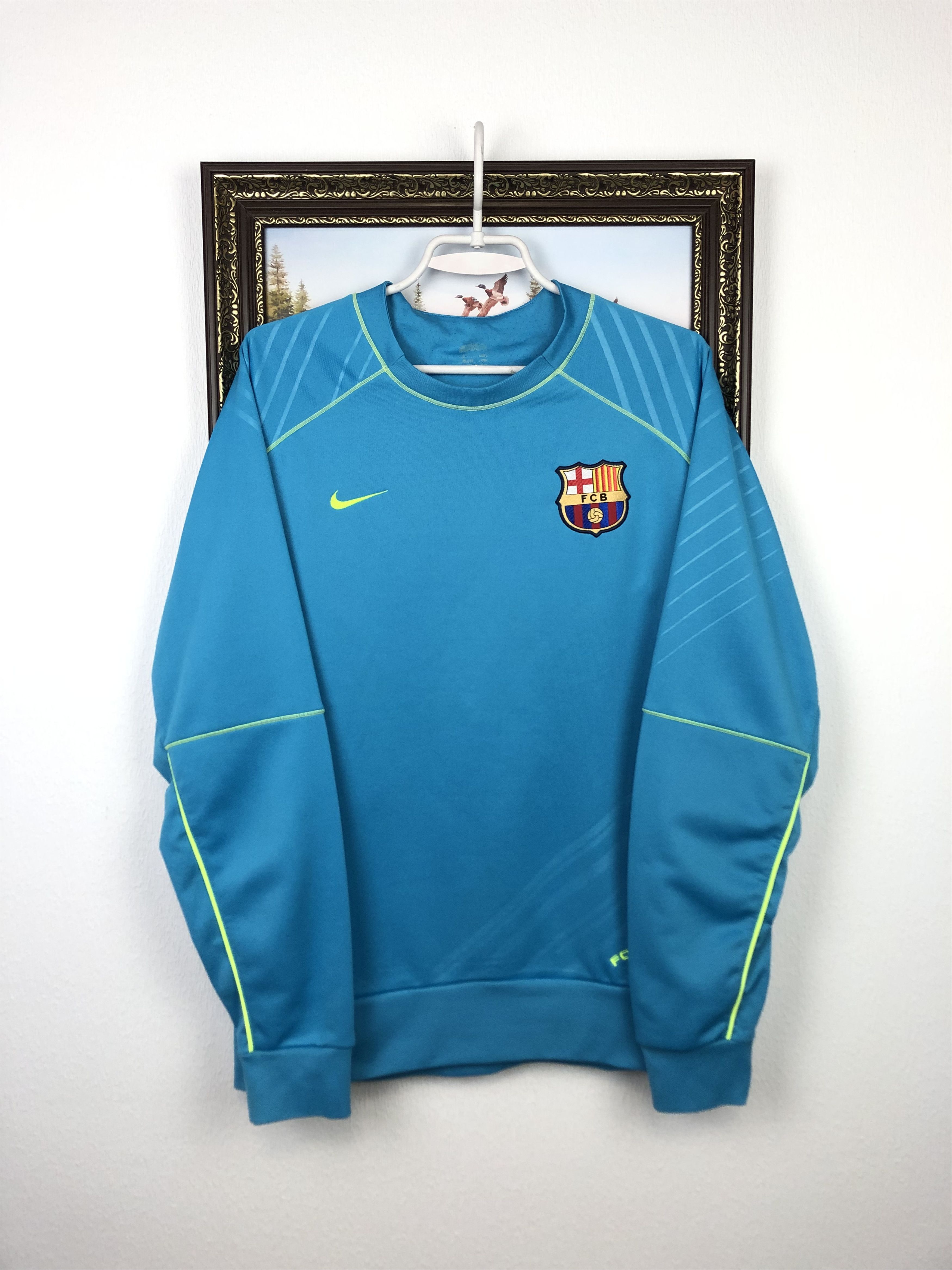 Vintage Nike Barcelona sweatshirt authentic rare retro men's long sleeve Size M blue big logo offers football jumper oversized sport athletic 90s