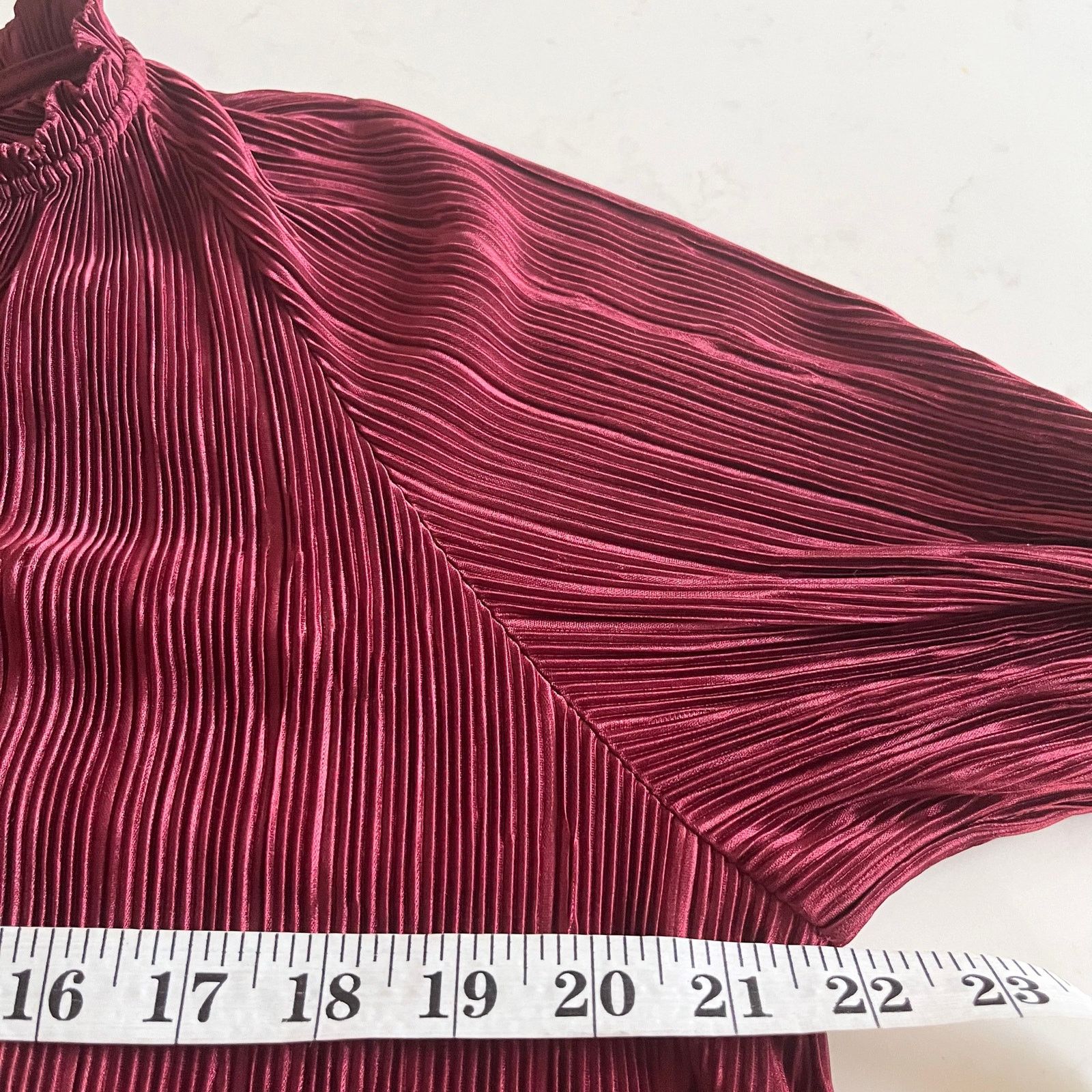 Banana Republic Banana Republic Burgundy Long Sleeve Plisse Pleated Dress Size S / US 4 / IT 40 - 7 Thumbnail