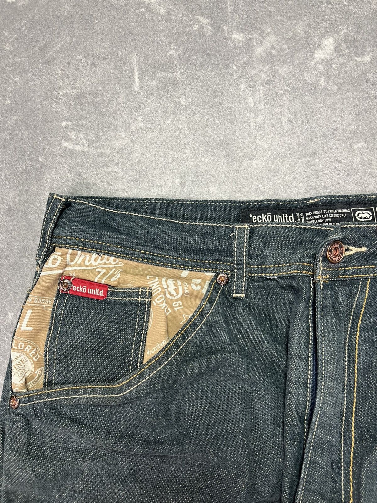 Ecko Unltd. Ecko Unltd. Printed Pockets Linen Baggy Denim Jeans 36 Size US 36 / EU 52 - 6 Thumbnail