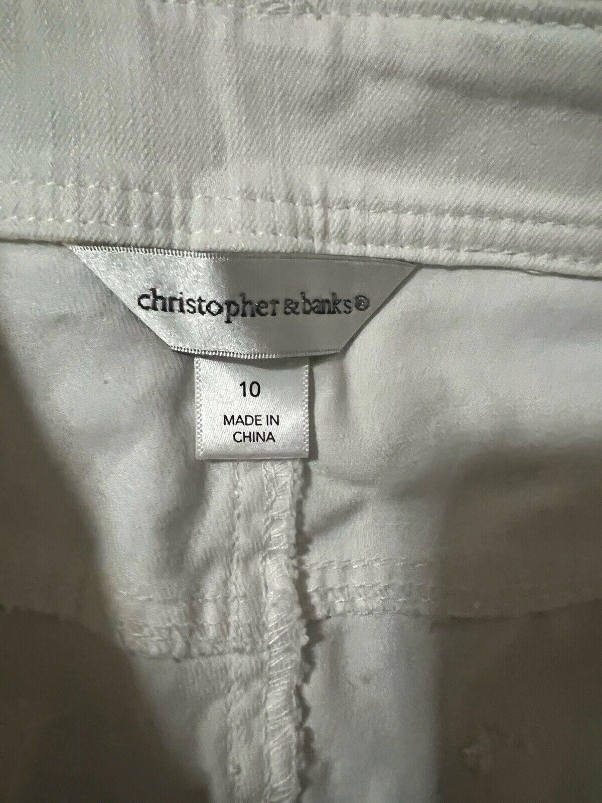 Designer Christopher Banks Stretch Jeans Midrise White Shorts 10 Size 32" / US 10 / IT 46 - 2 Thumbnail