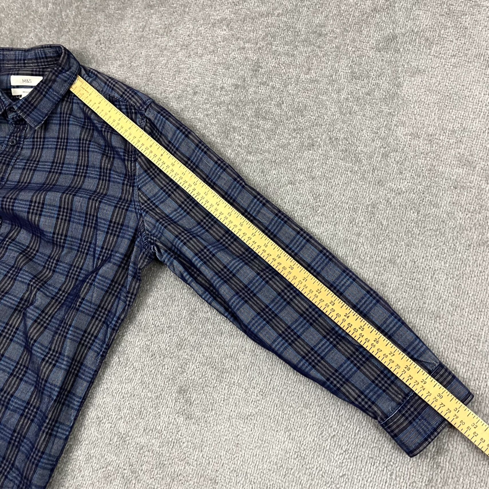 Marks & Spencer M&S Marks & Spencer Shirt Mens XL Blue Plaid Corduroy Cord Lightweight Button Up Size US XL / EU 56 / 4 - 6 Thumbnail