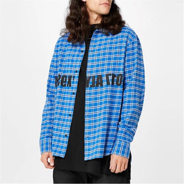 1017 ALYX 9SM o1g2r1mq0824 Logo Flannel Shirts in Blue Size US XL / EU 56 / 4 - 4 Thumbnail
