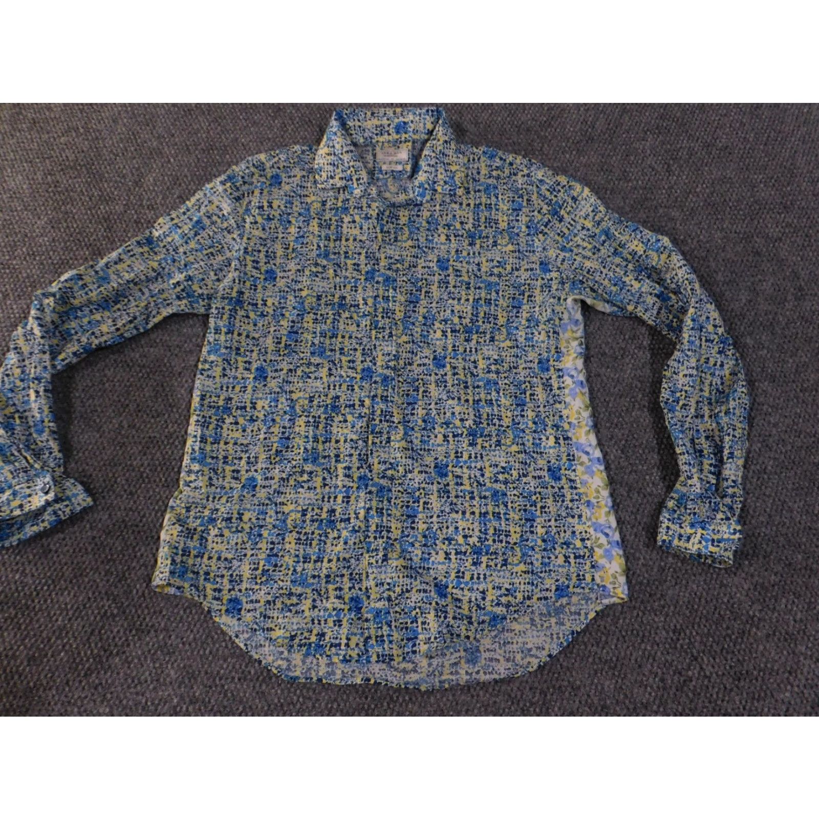 Zara Zara Shirt Mens Large Blue Yellow Floral Slim Fit Casual Button Front Size US L / EU 52-54 / 3 - 3 Thumbnail