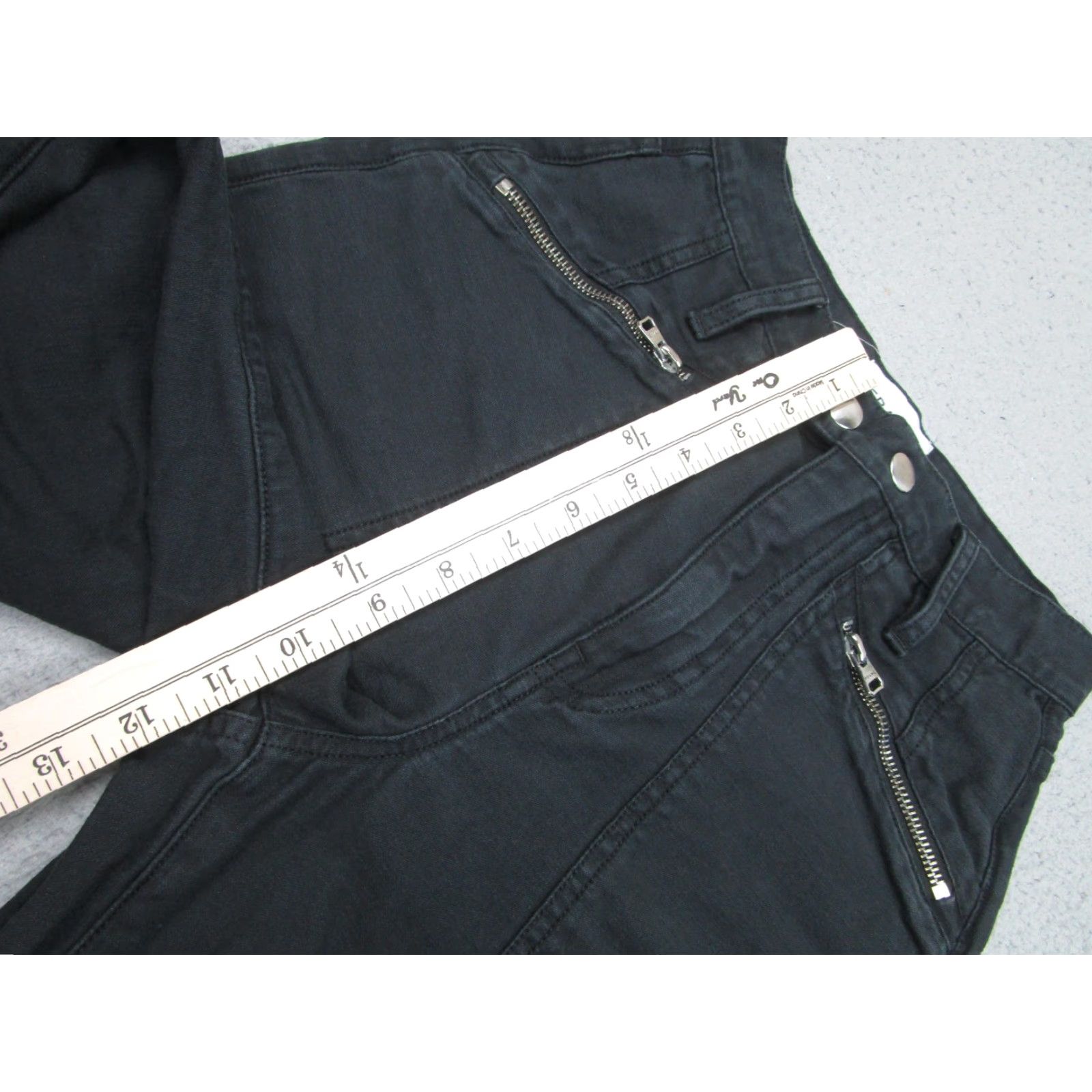 Frame Frame Pants 23 Black High Rise Moto Zip Ankle Tapered Gothic Punk Womens Size 40" / US 18 - 7 Thumbnail