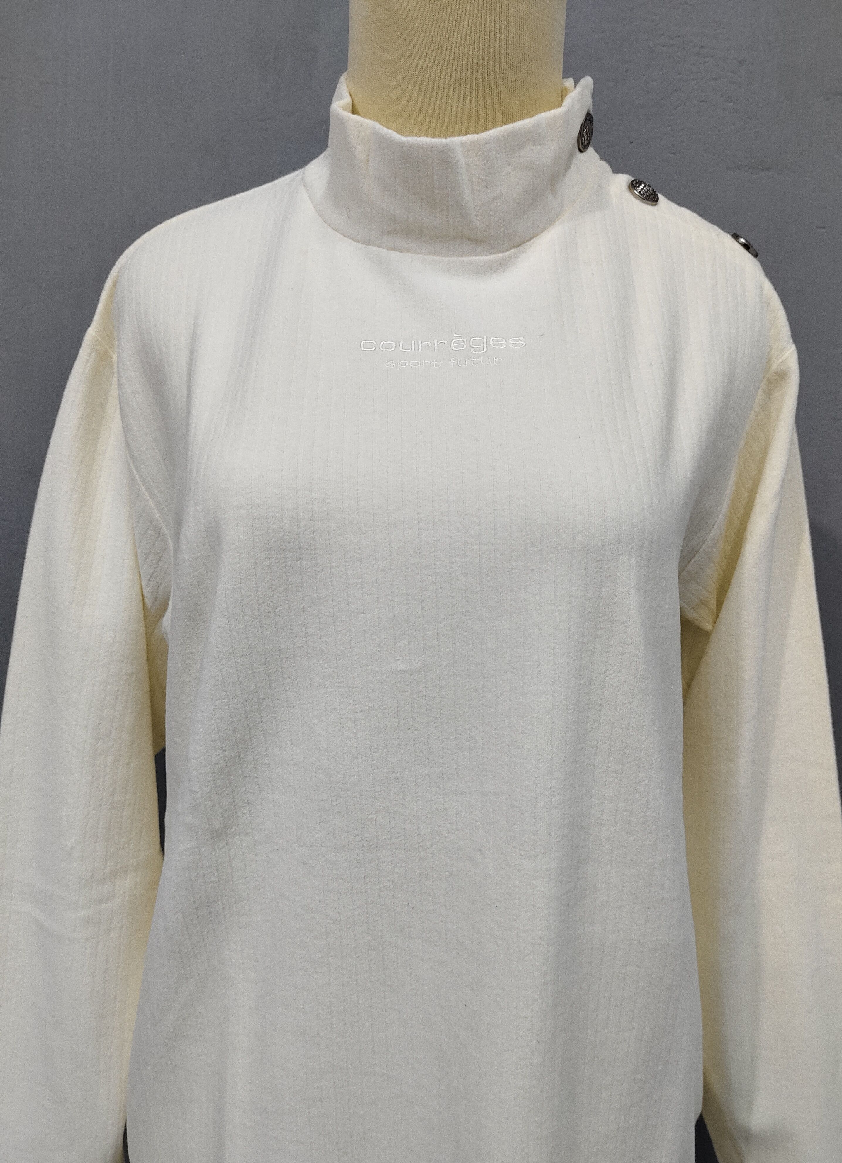 Courreges RARE 🇫🇷 Vtg Courreges Center Logo Embroidered Turtleneck Size L / US 10 / IT 46 - 2 Thumbnail