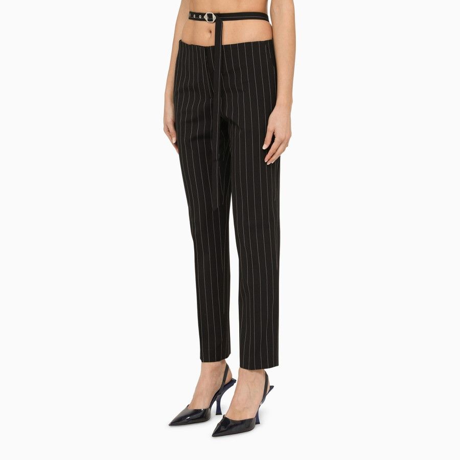The Attico o1d2blof1024 Pinstripe Regular Trouser in Blue Size 27" / US 4 / IT 40 - 3 Thumbnail