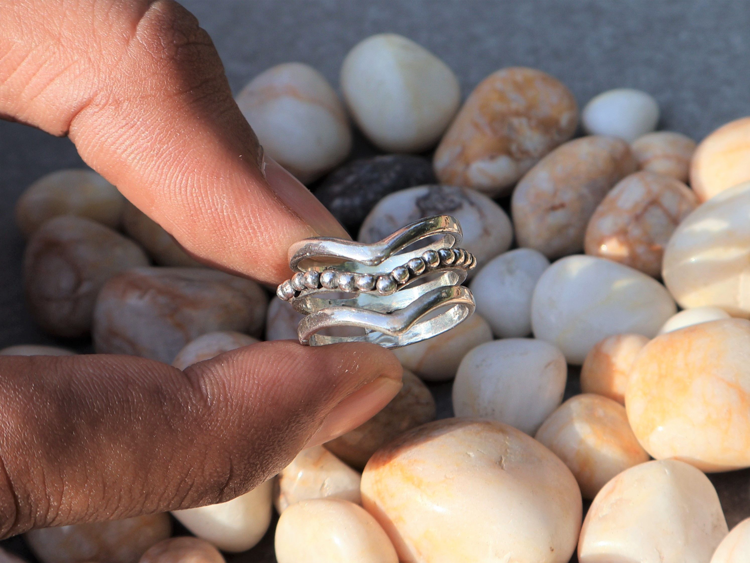 Handmade Tirple Layer Stacking Ring, Sterling Silver Handmade Band, Size ONE SIZE - 9 Thumbnail