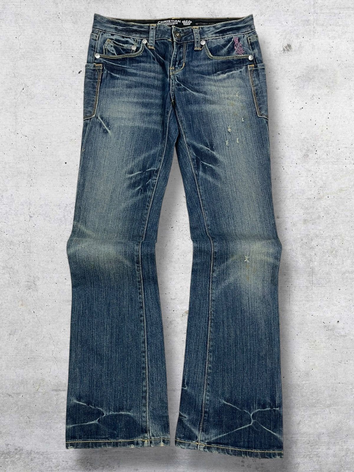 Christian Audigier VINTAGE FLARE AFFLICTION EMBROIDERED CHRISTIAN AUDIGER DENIM Size US 30 / EU 46 - 7 Thumbnail