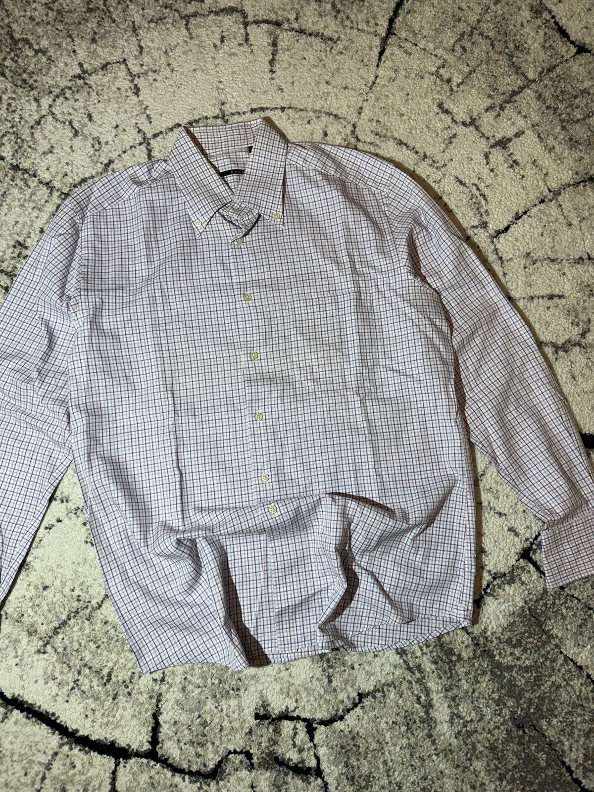 Designer × Japanese Brand × Vintage Xacus Button Shirt Madi Italy Men’s XLarge Check Collar Size US XL / EU 56 / 4 - 4 Thumbnail