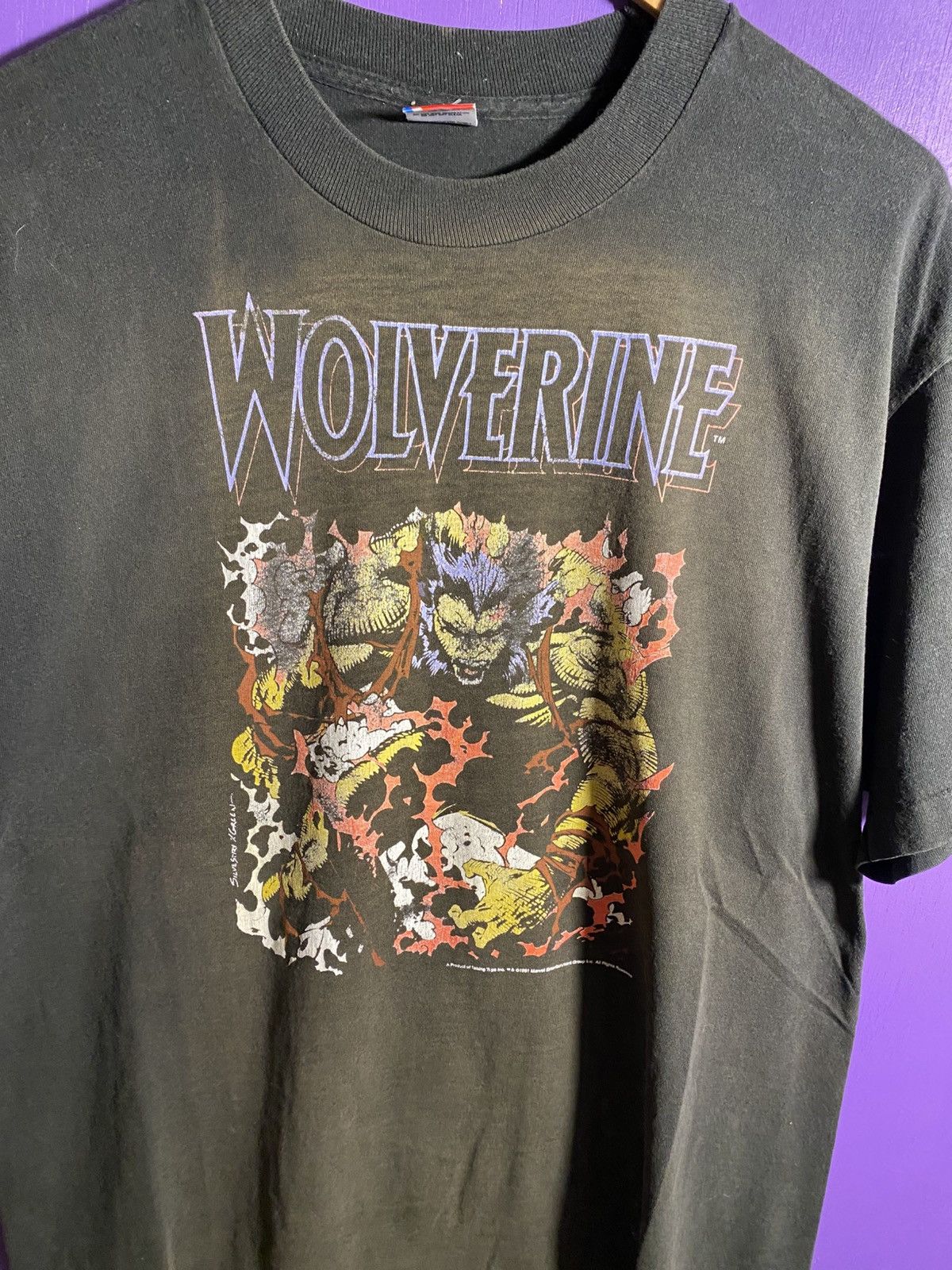Marvel Comics Vintage 1991 Marvel comics Wolverine faded t-shirt Size US XL / EU 56 / 4 - 3 Thumbnail