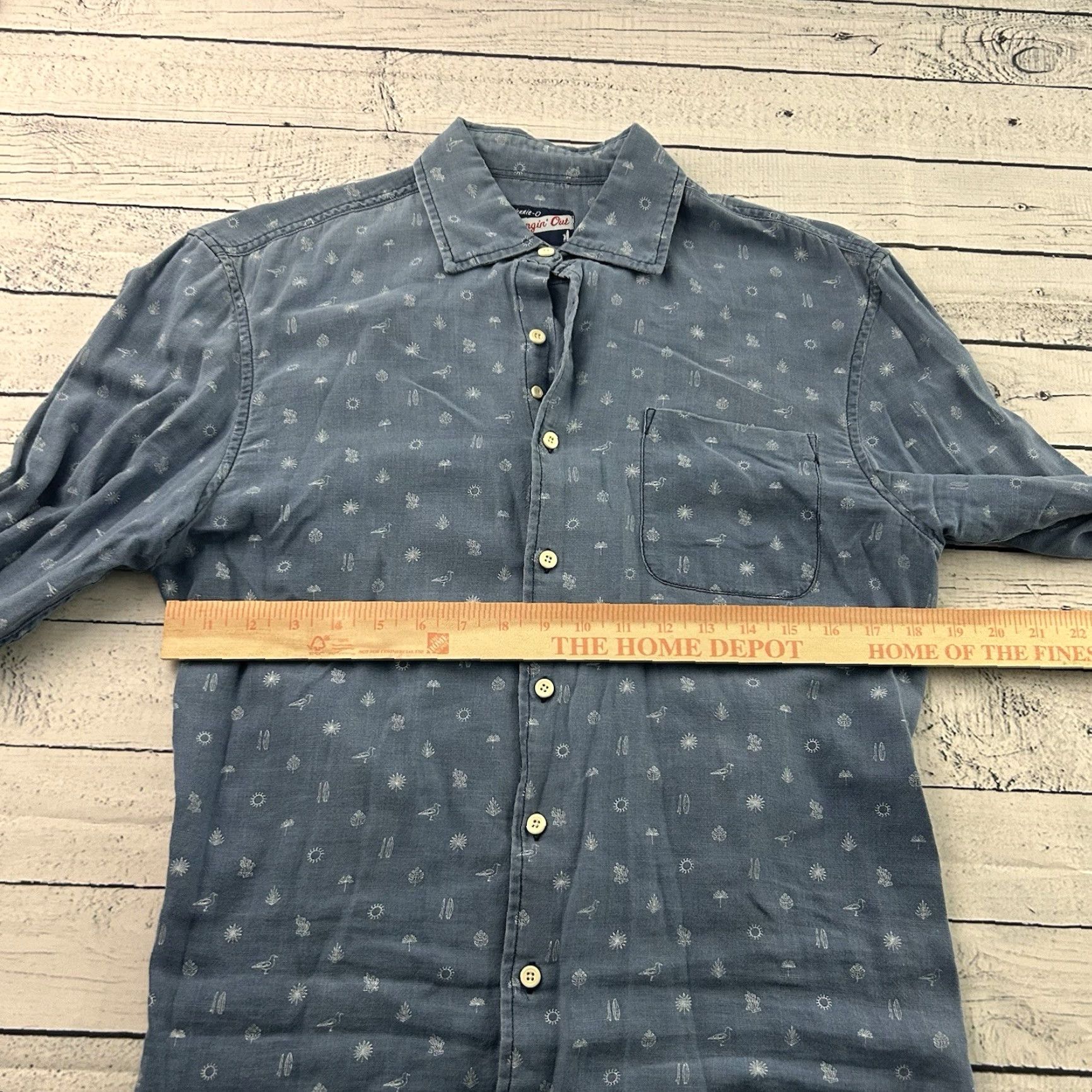 johnnie-O Johnnie-O Hangin' Out Long Sleeve Button Front Pocket Shirt Men's M Blue Size US M / EU 48-50 / 2 - 4 Thumbnail