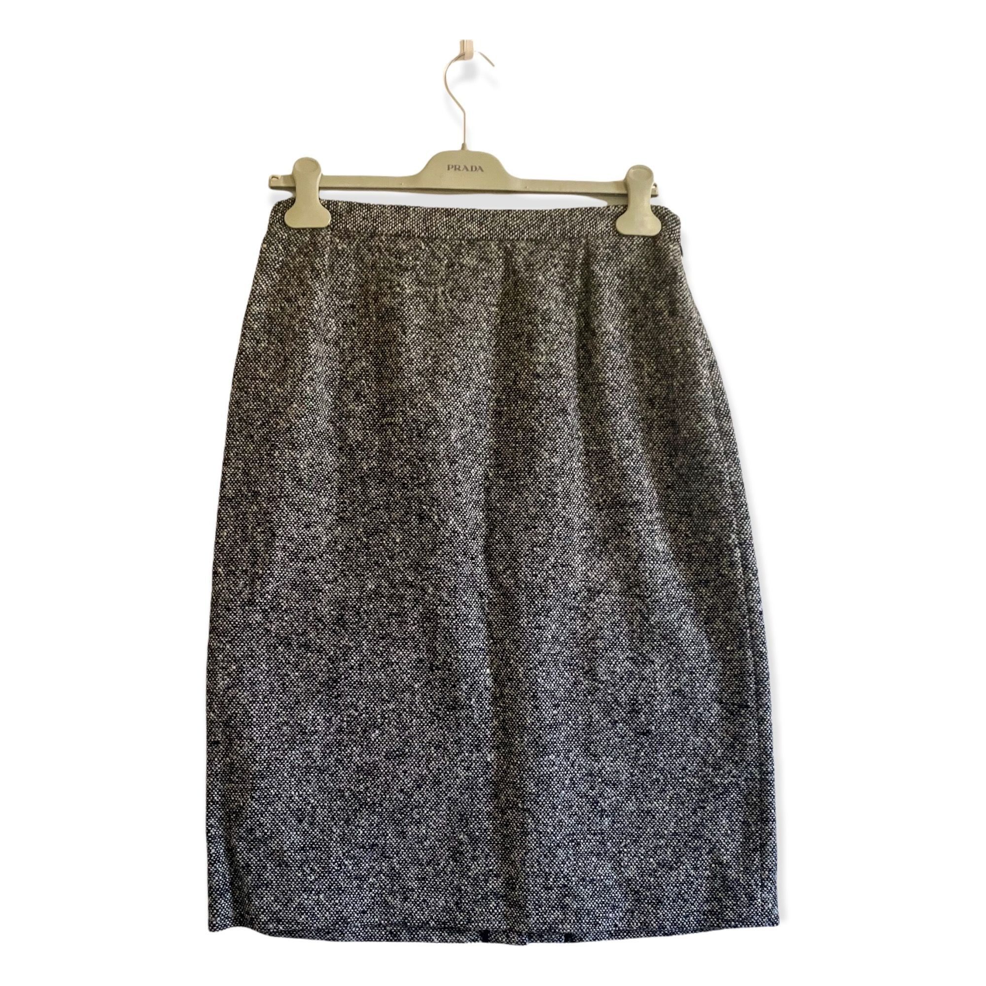 Prada Prada FW2007 Wool Tweed Pencil Skirt IT 46 Black White Made Size 32" / US 10 / IT 46 - 1 Thumbnail
